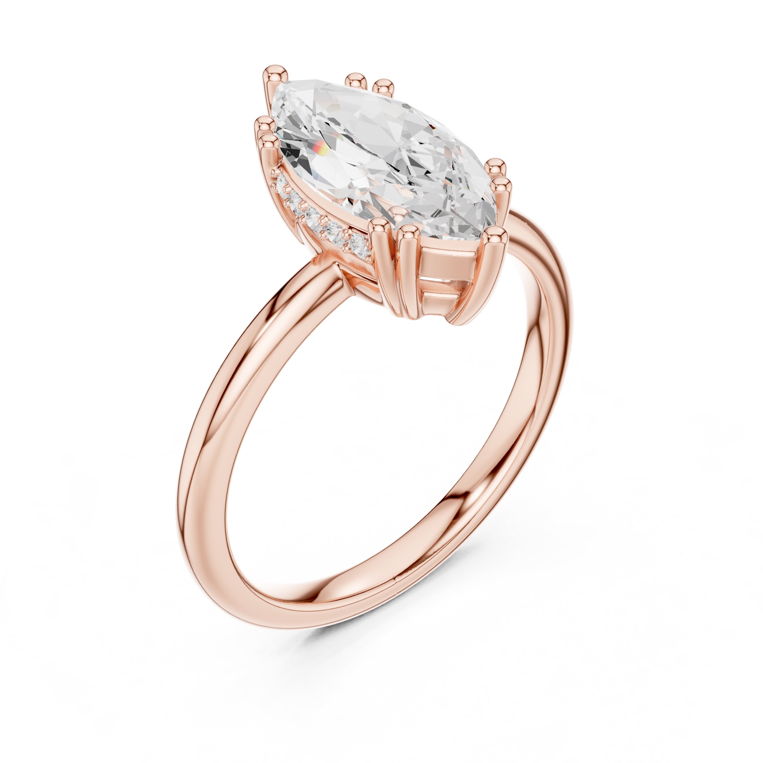 2.00 ct Prism Solitaire Engagement Ring 2ct Rose Gold Marquise
