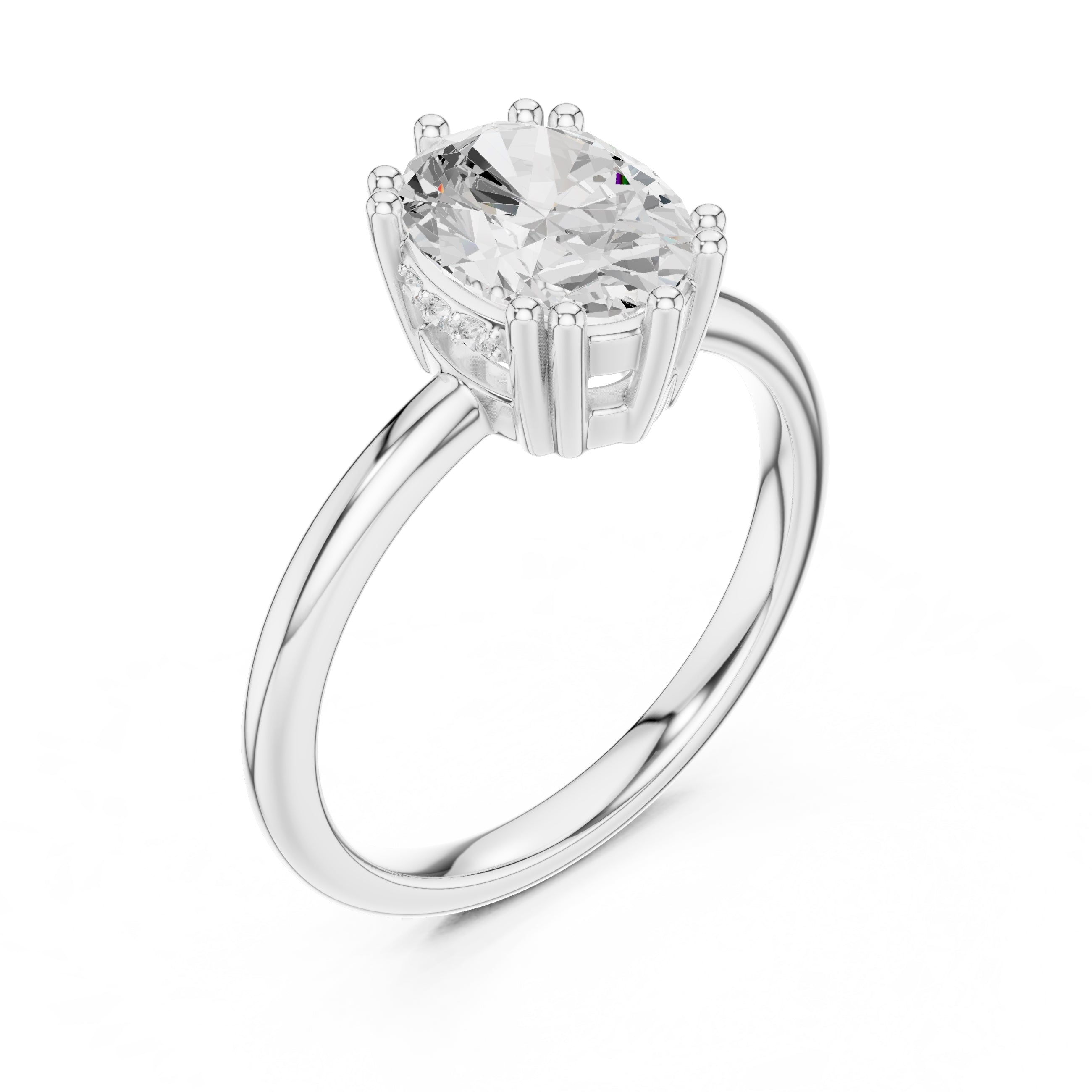 2.00 ct Prism Solitaire Engagement Ring 2ct White Gold Oval