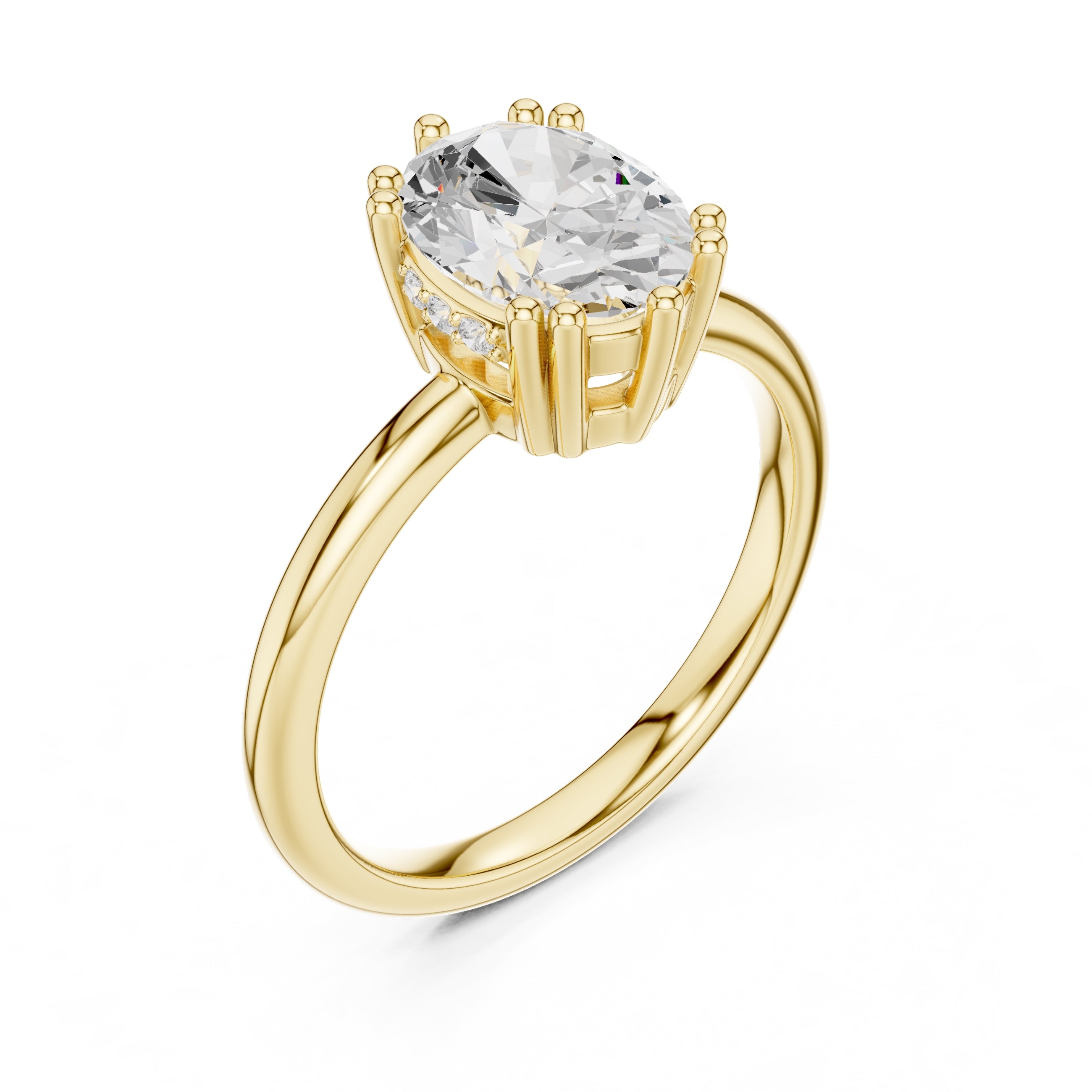 2.00 ct Prism Solitaire Engagement Ring 2ct Yellow Gold Oval