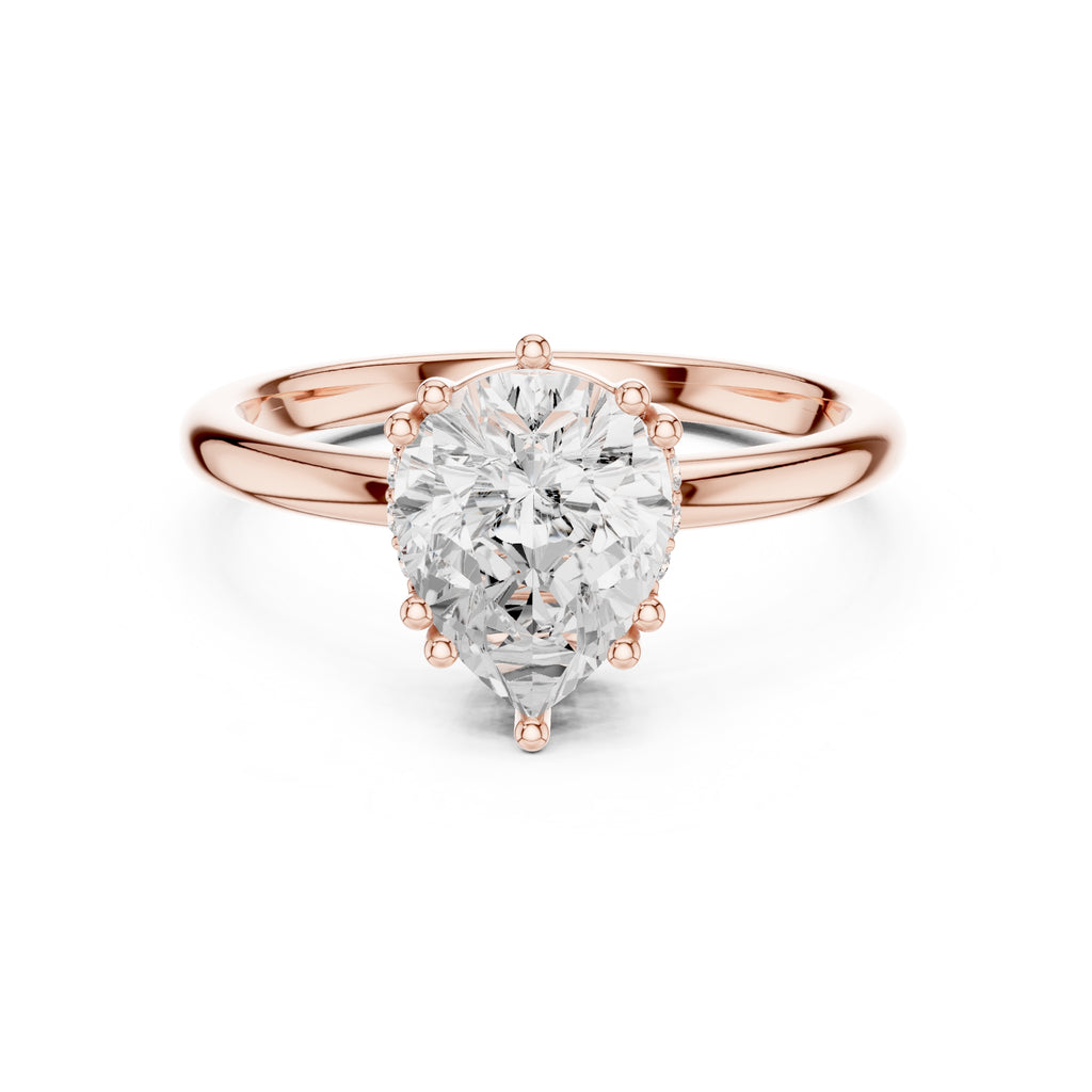 2.00 ct Prism Solitaire Engagement Ring 2ct Rose Gold Pear