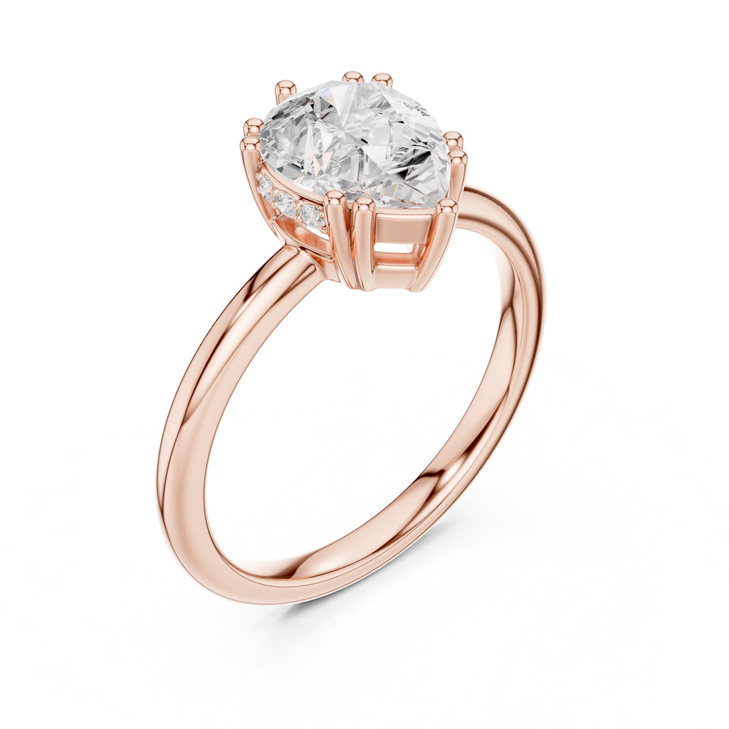 2.00 ct Prism Solitaire Engagement Ring 2ct Rose Gold Pear