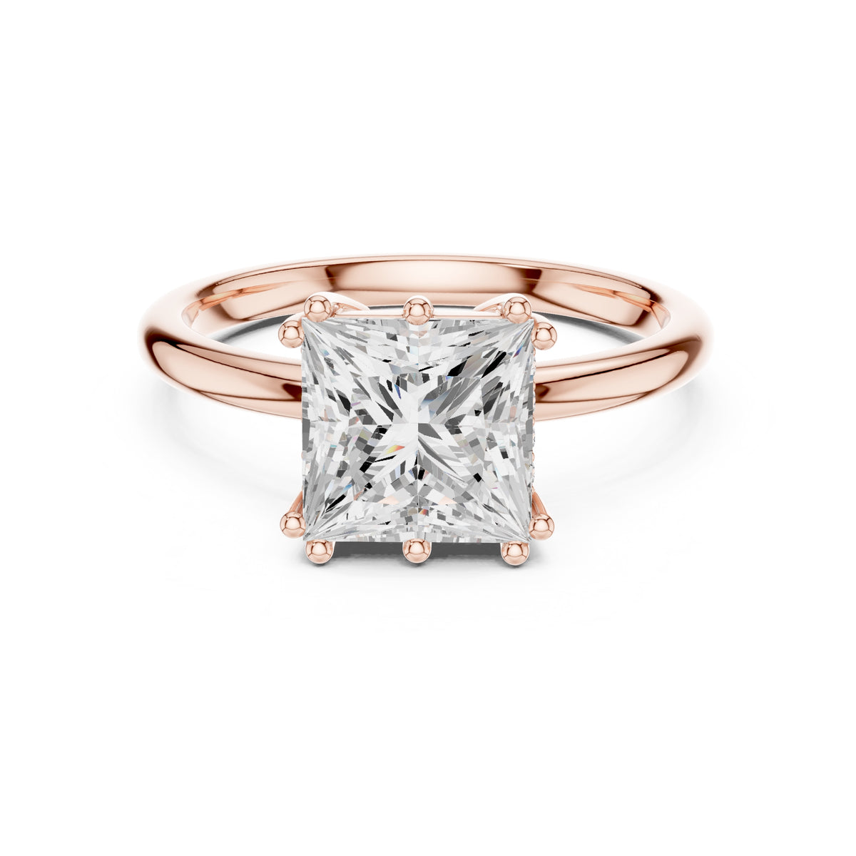 2.00 ct Prism Solitaire Engagement Ring 2ct Rose Gold Princess
