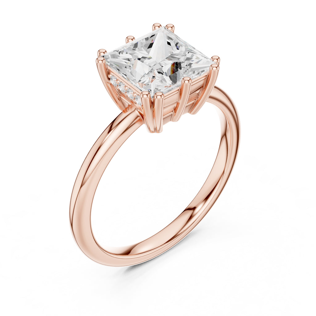 2.00 ct Prism Solitaire Engagement Ring 2ct Rose Gold Princess