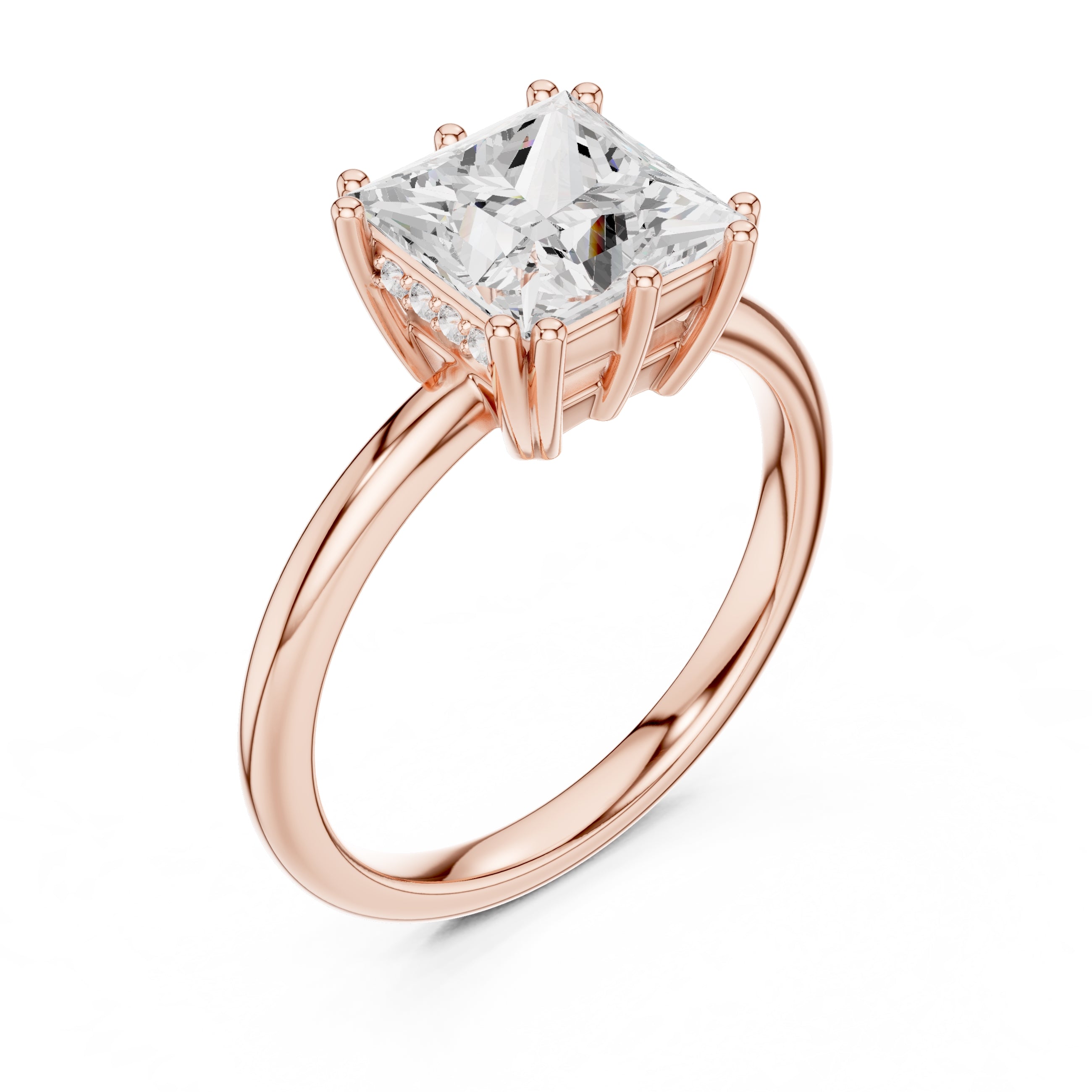 2.00 ct Prism Solitaire Engagement Ring 2ct Rose Gold Princess