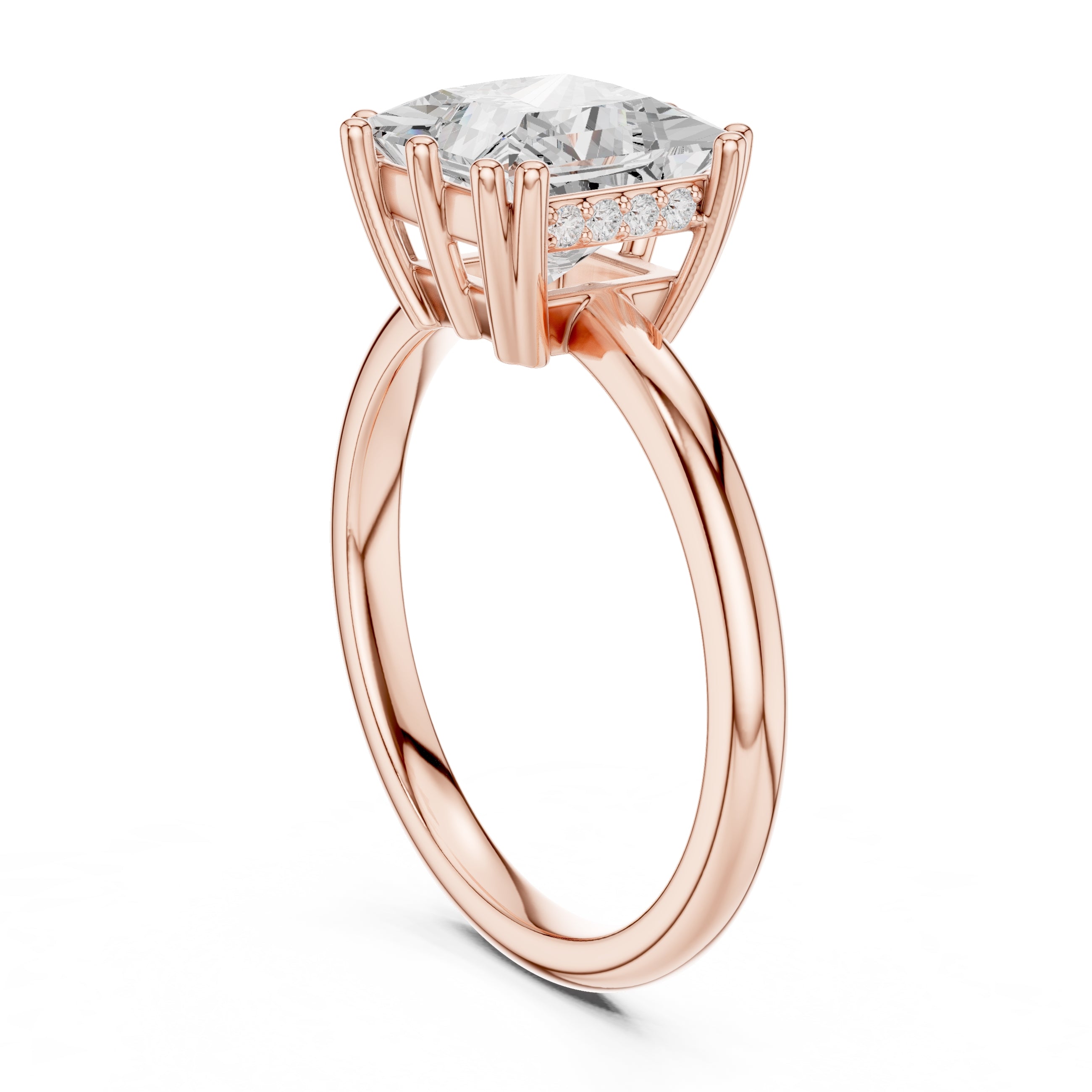 2.00 ct Prism Solitaire Engagement Ring 2ct Rose Gold Princess