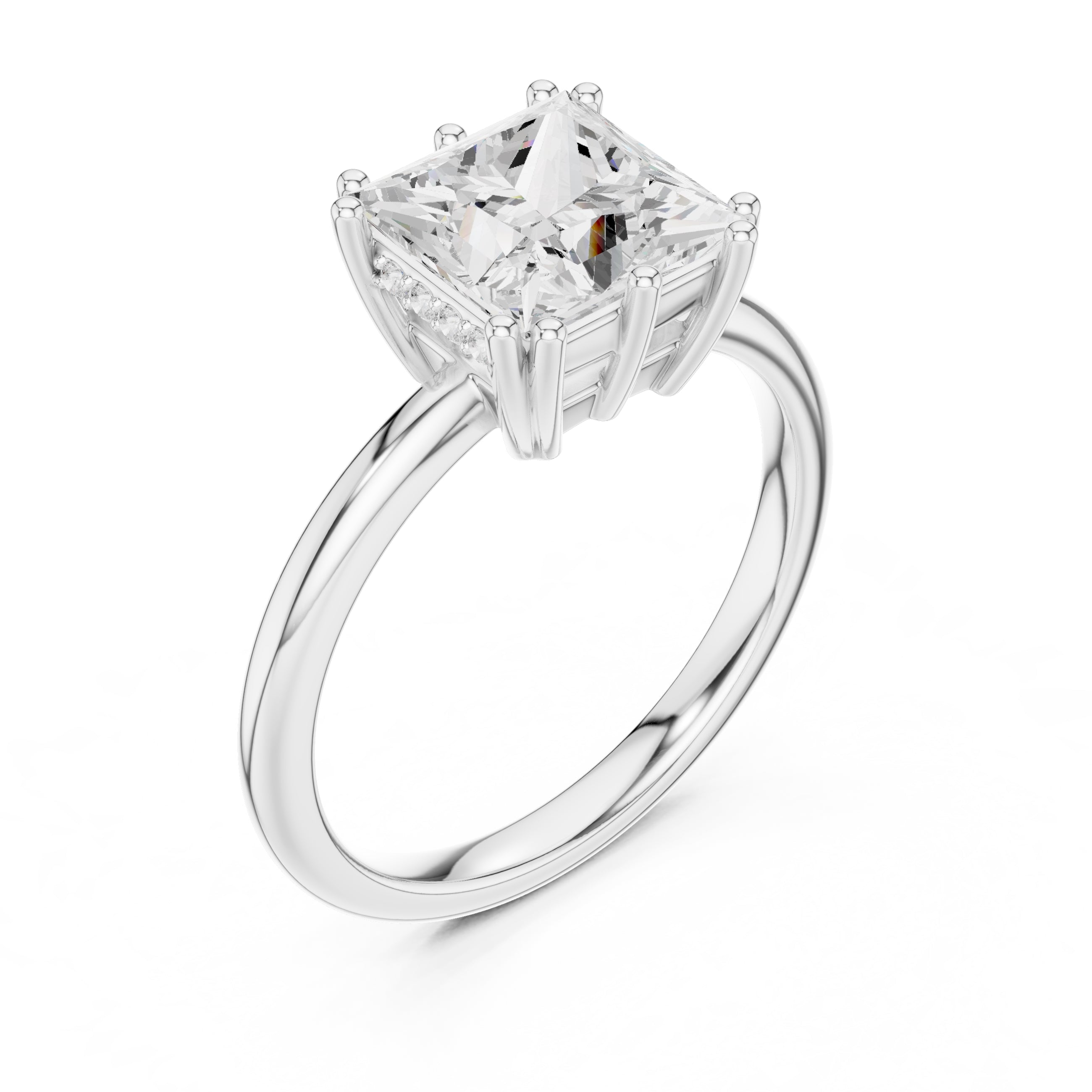 2.00 ct Prism Solitaire Engagement Ring 2ct White Gold Princess