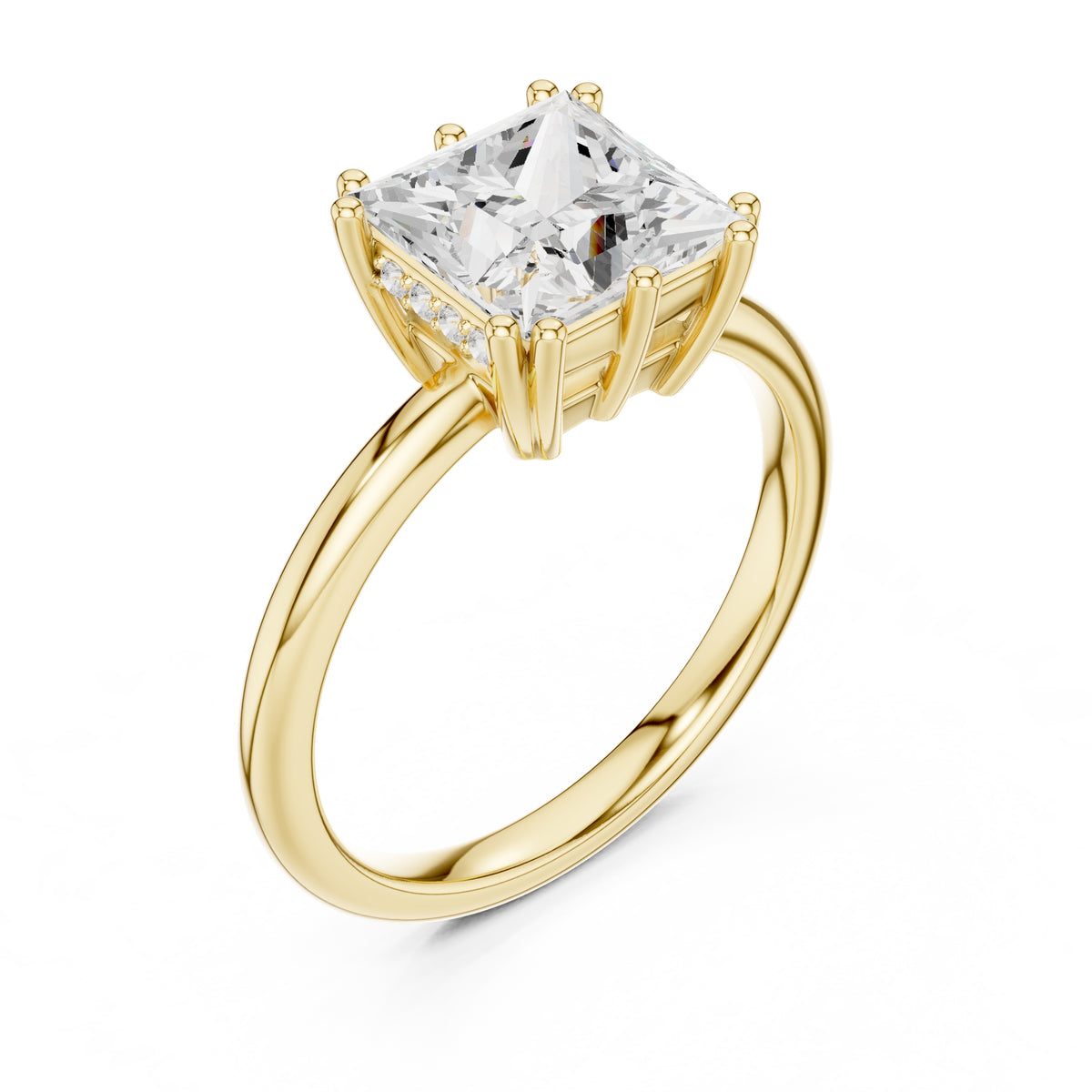 2.00 ct Prism Solitaire Engagement Ring 2ct Yellow Gold Princess