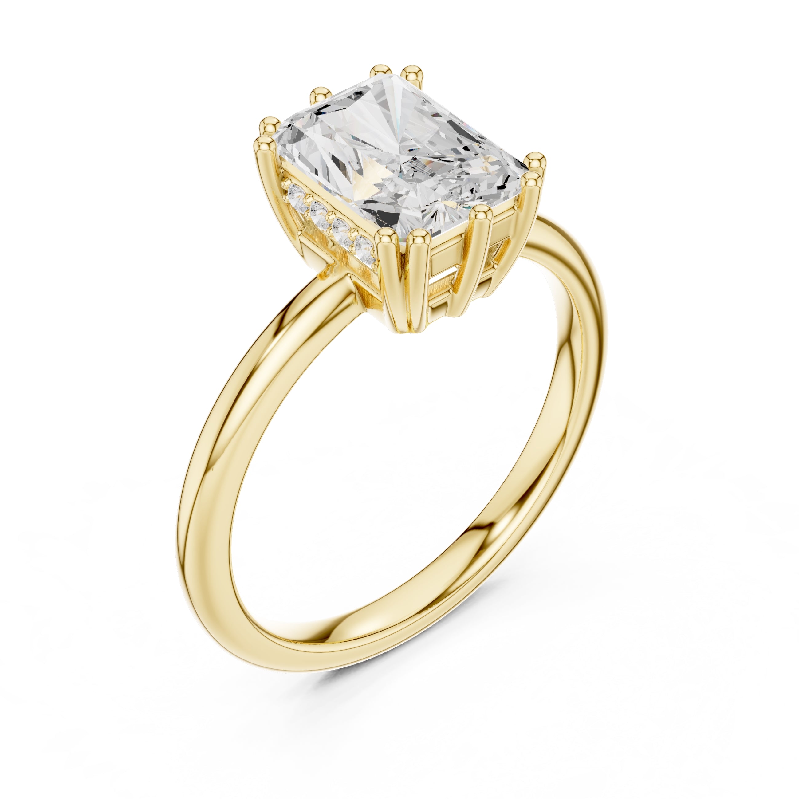 2.00 ct Prism Solitaire Engagement Ring 2ct Yellow Gold Radiant
