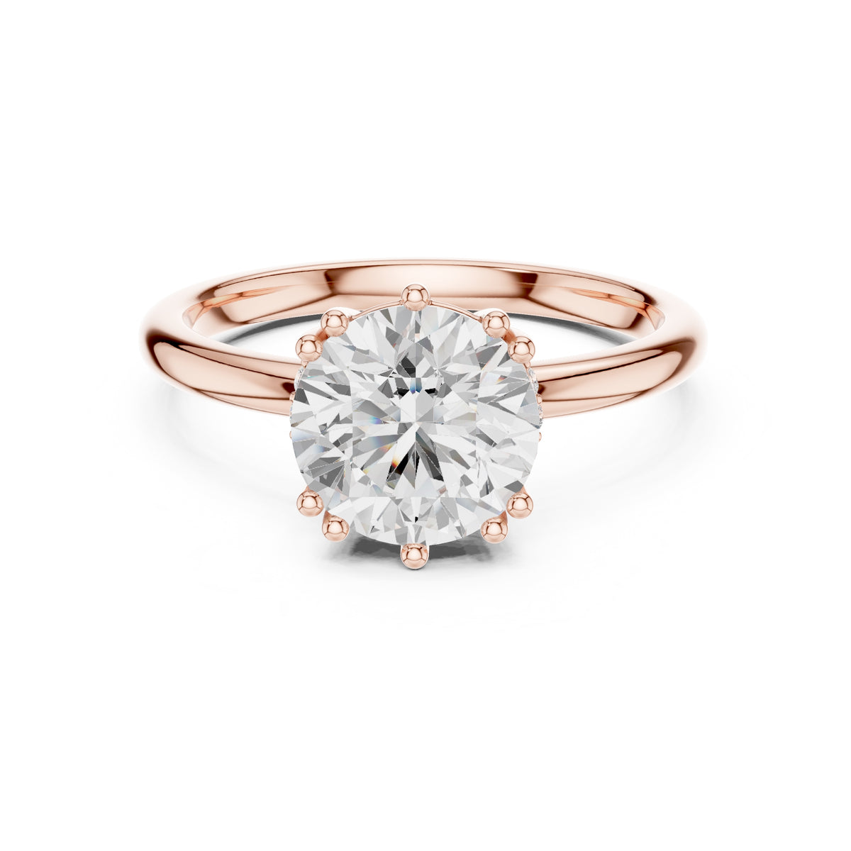 2.00 ct Prism Solitaire Engagement Ring 2ct Rose Gold Round