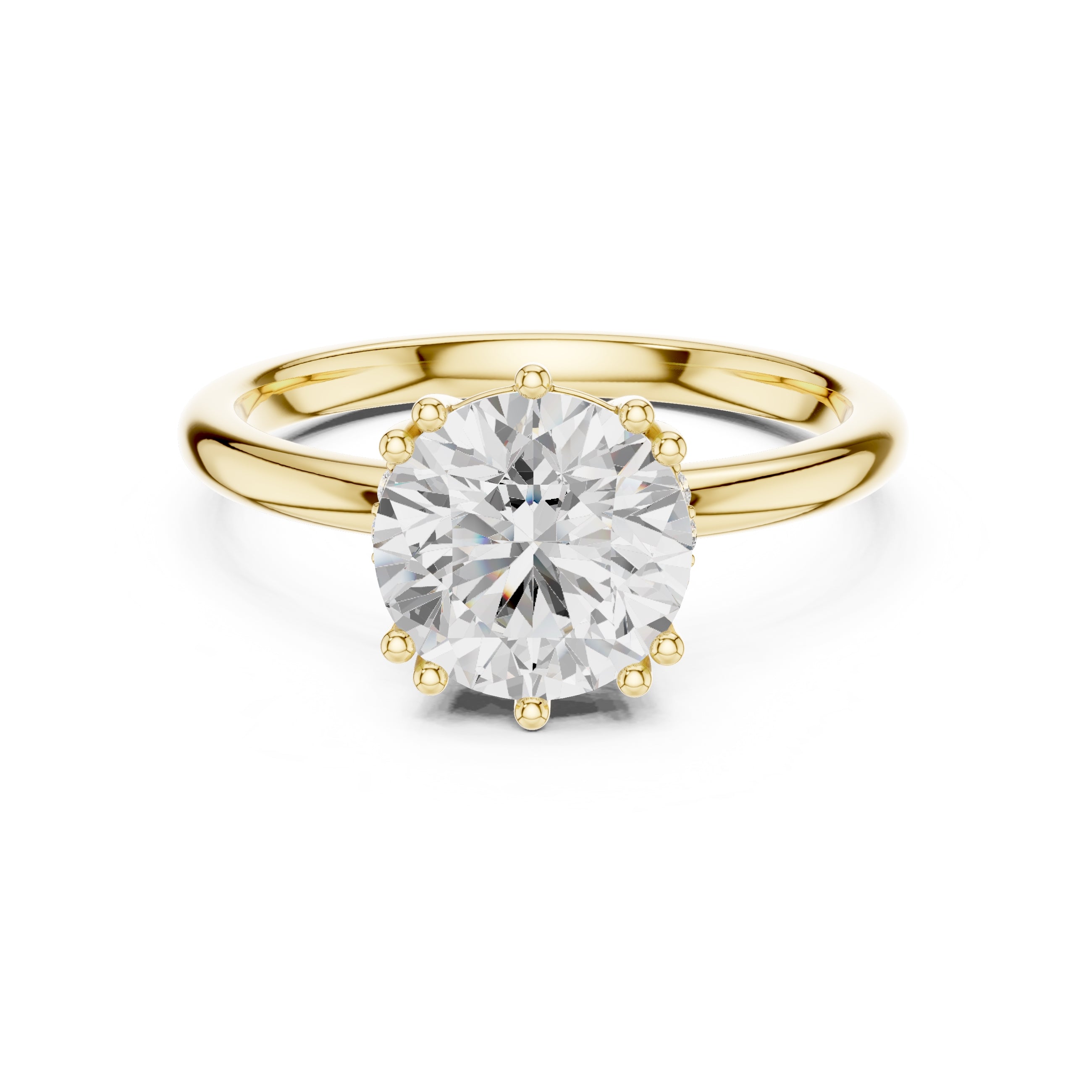 2.00 ct Prism Solitaire Engagement Ring 2ct Yellow Gold Round
