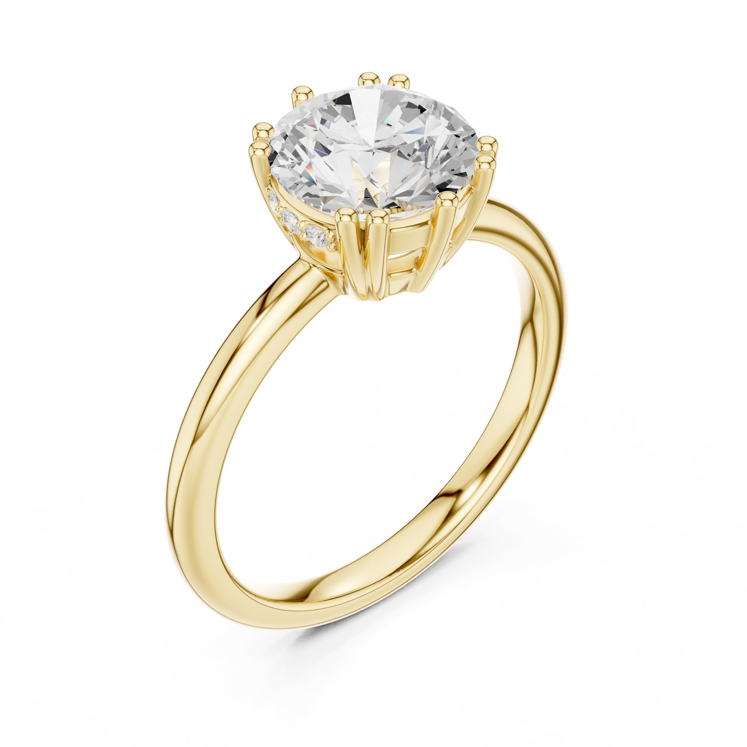 2.00 ct Prism Solitaire Engagement Ring 2ct Yellow Gold Round