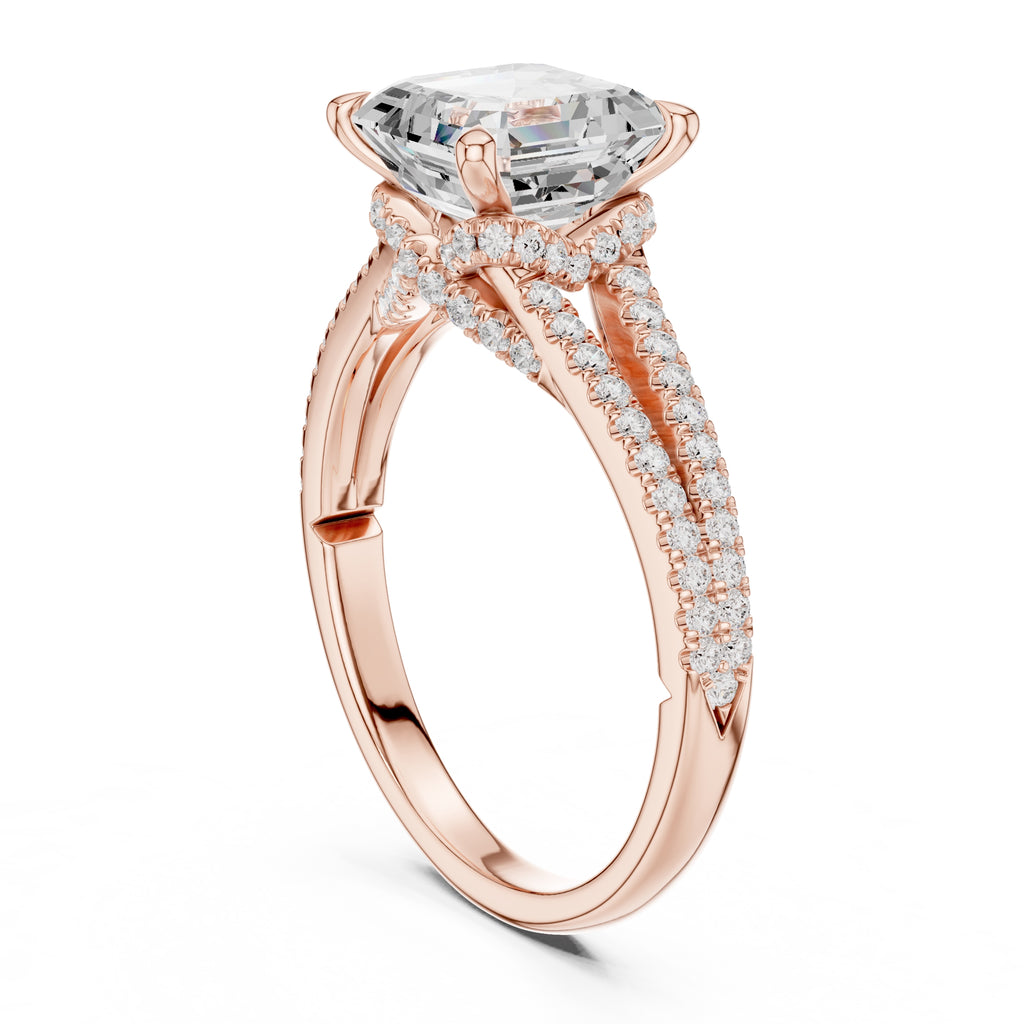 2.50 ct Stellar Split-Shank Engagement Ring 2.5ct Rose Gold Asscher