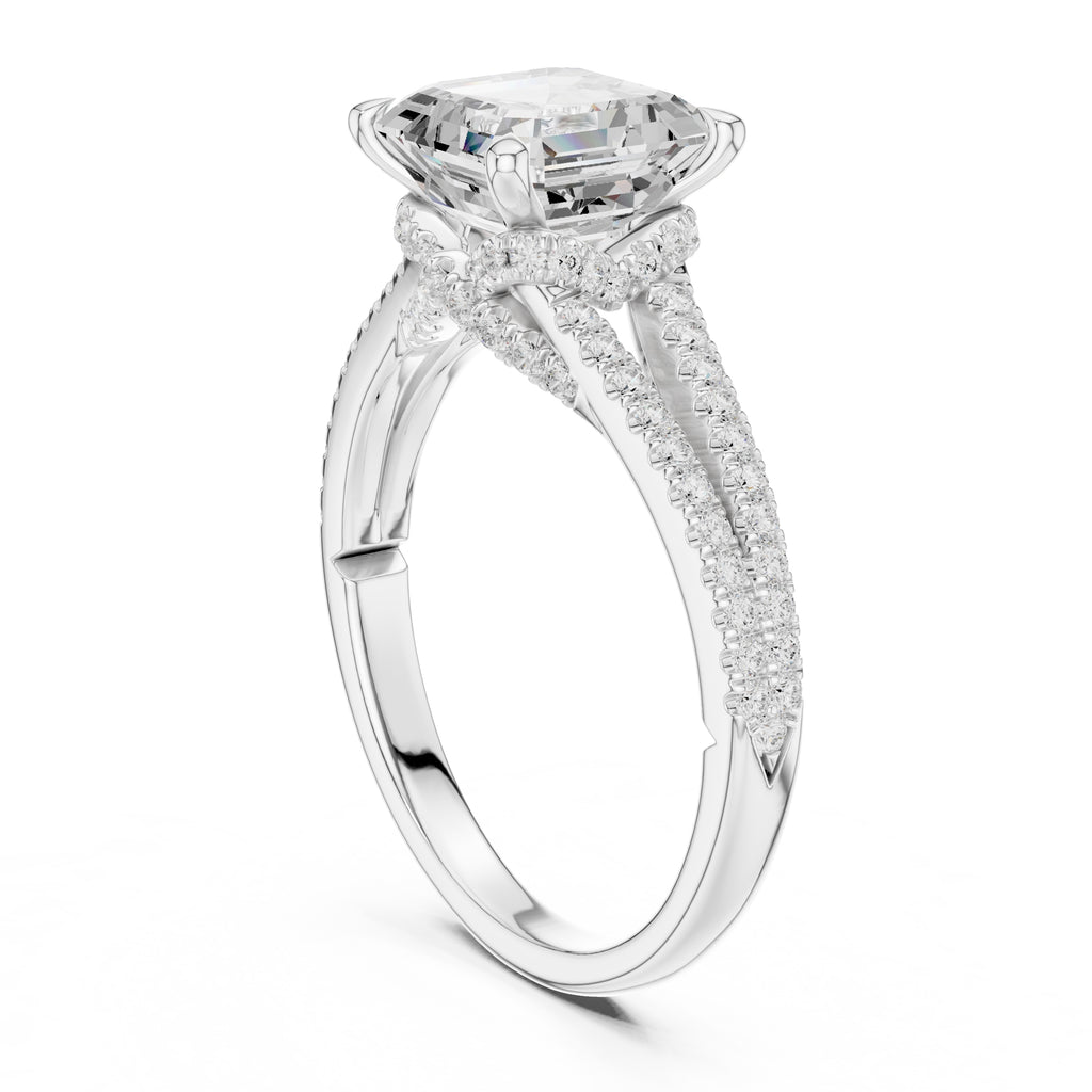 2.50 ct Stellar Split-Shank Engagement Ring 2.5ct White Gold Asscher