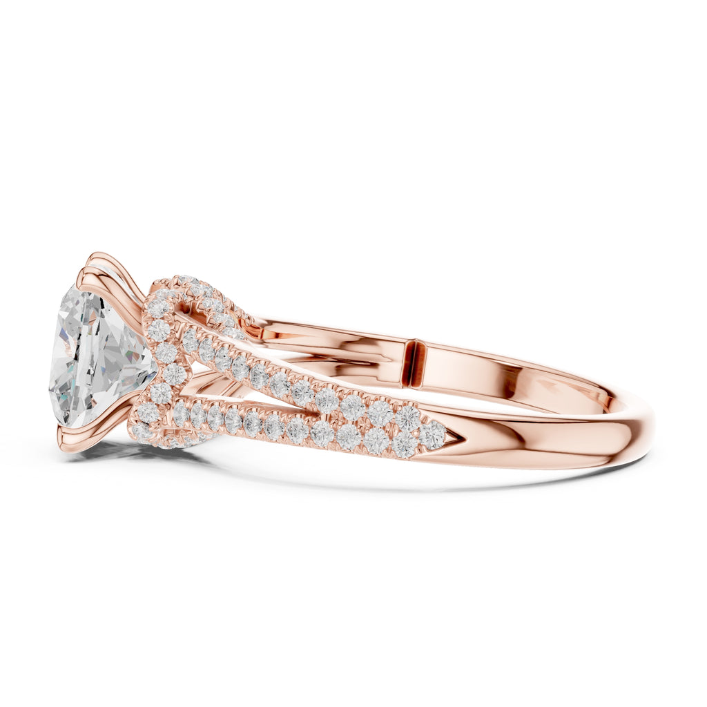 2.50 ct Stellar Split-Shank Engagement Ring 2.5ct Rose Gold Cushion