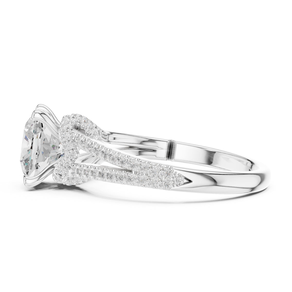2.50 ct Stellar Split-Shank Engagement Ring 2.5ct White Gold Cushion