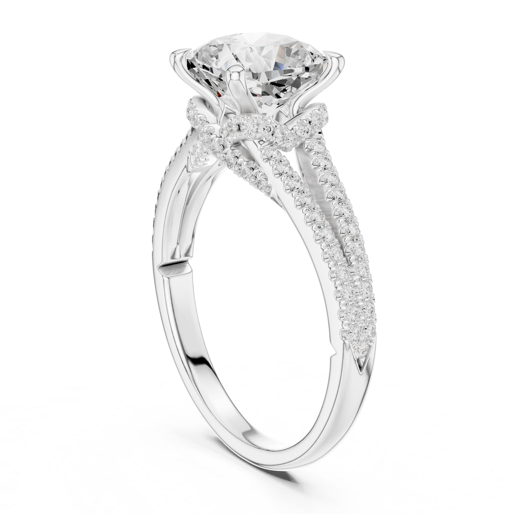 2.50 ct Stellar Split-Shank Engagement Ring 2.5ct White Gold Cushion