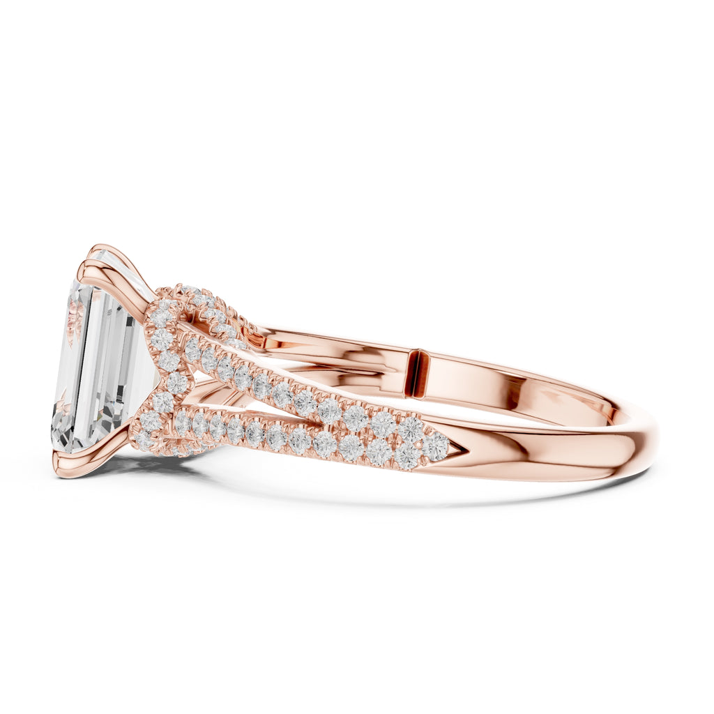 2.50 ct Stellar Split-Shank Engagement Ring 2.5ct Rose Gold Emerald