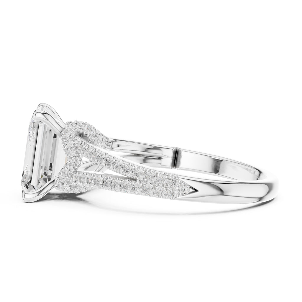 2.50 ct Stellar Split-Shank Engagement Ring 2.5ct White Gold Emerald