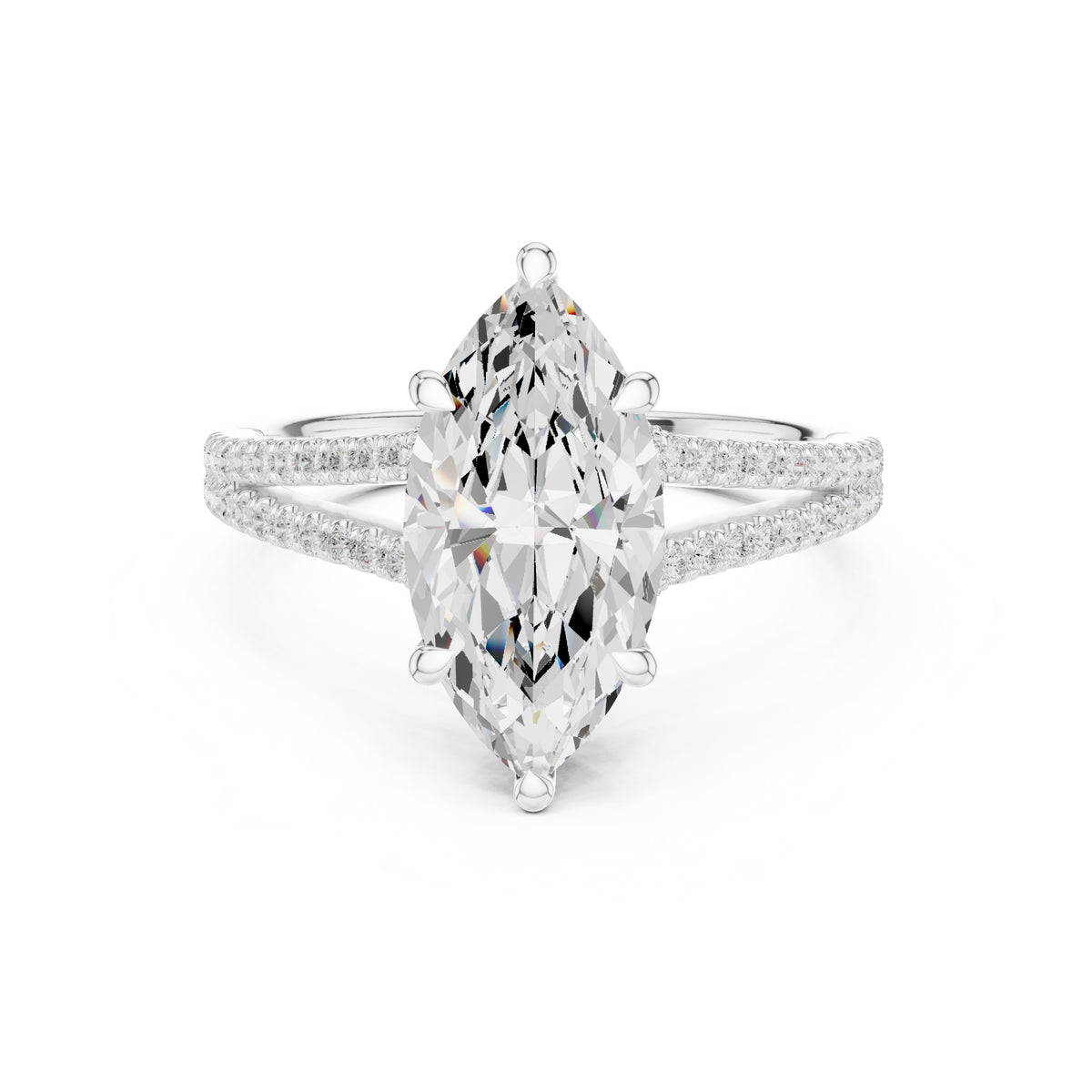 2.50 ct Stellar Split-Shank Engagement Ring 2.5ct White Gold Marquise