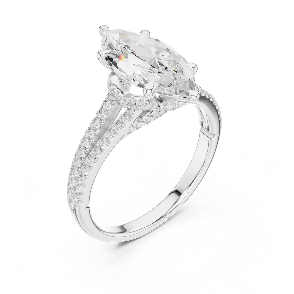 2.50 ct Stellar Split-Shank Engagement Ring 2.5ct White Gold Marquise