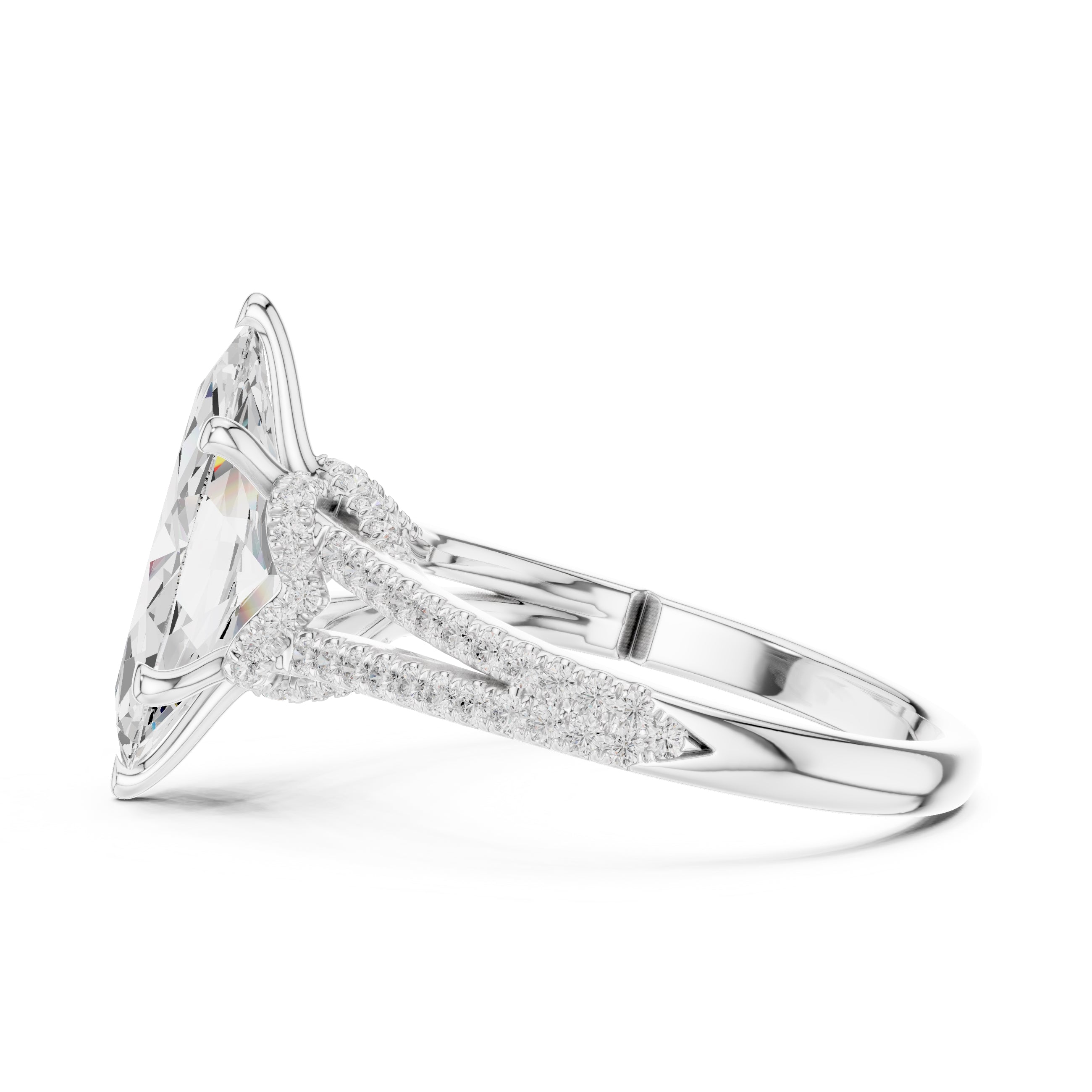 2.50 ct Stellar Split-Shank Engagement Ring 2.5ct White Gold Marquise