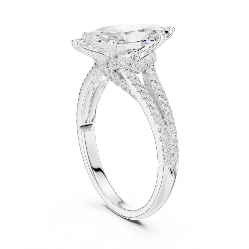 2.50 ct Stellar Split-Shank Engagement Ring 2.5ct White Gold Marquise