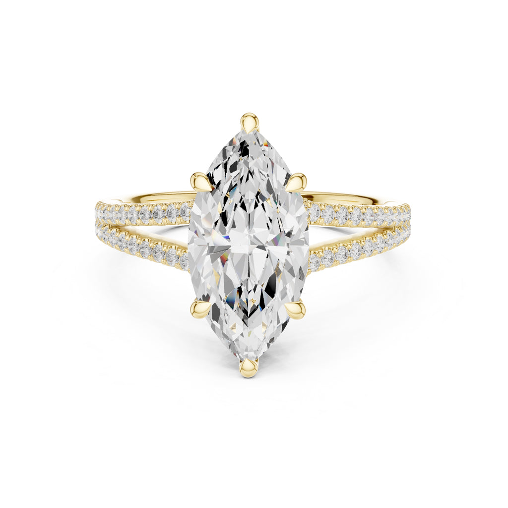 2.50 ct Stellar Split-Shank Engagement Ring 2.5ct Yellow Gold Marquise