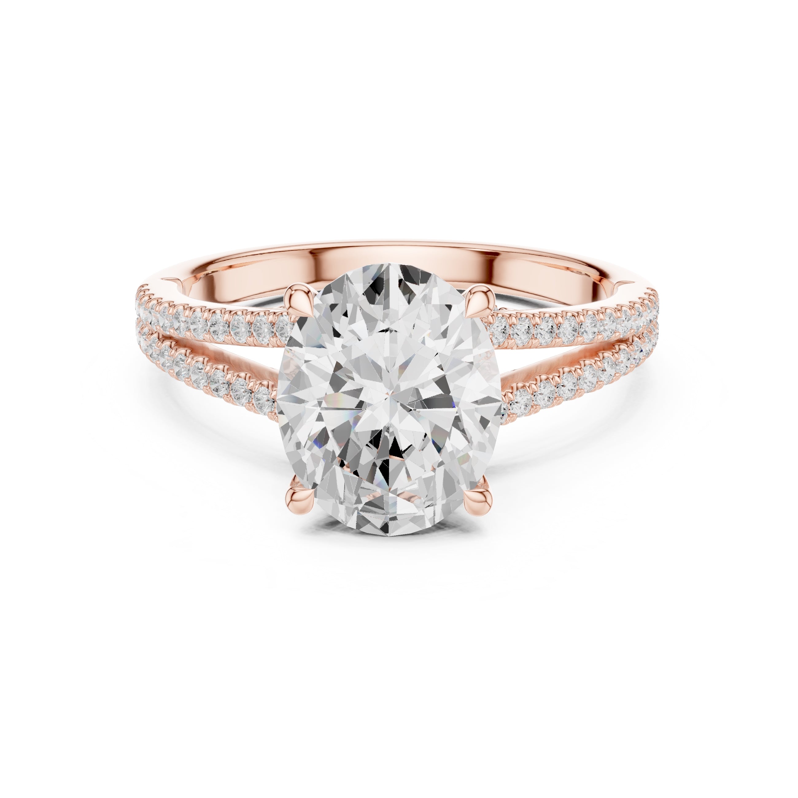 2.50 ct Stellar Split-Shank Engagement Ring 2.5ct Rose Gold Oval