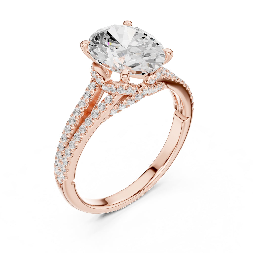 2.50 ct Stellar Split-Shank Engagement Ring 2.5ct Rose Gold Oval