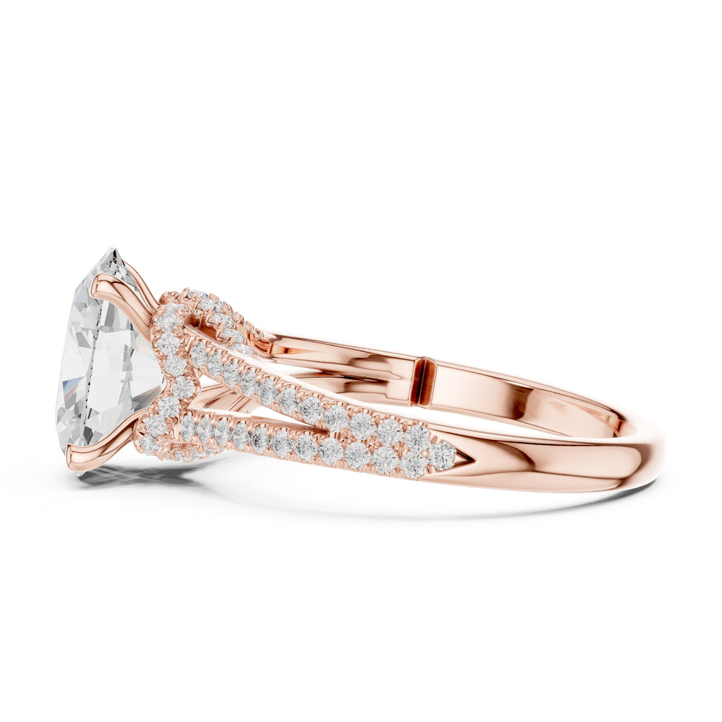 2.50 ct Stellar Split-Shank Engagement Ring 2.5ct Rose Gold Oval