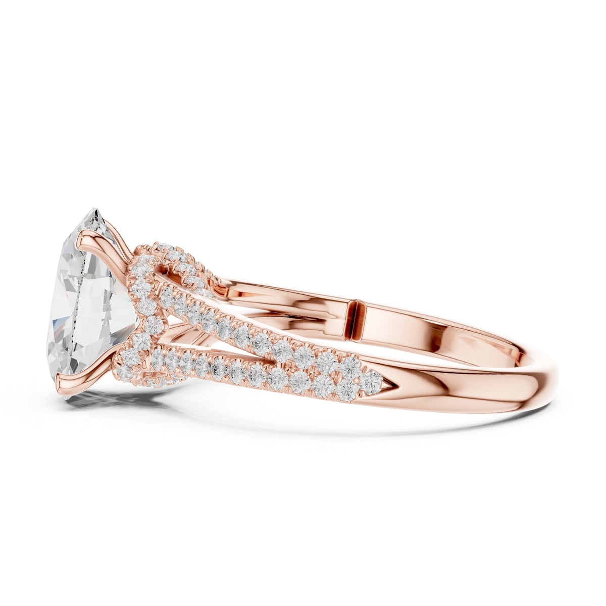 2.50 ct Stellar Split-Shank Engagement Ring 2.5ct Rose Gold Oval