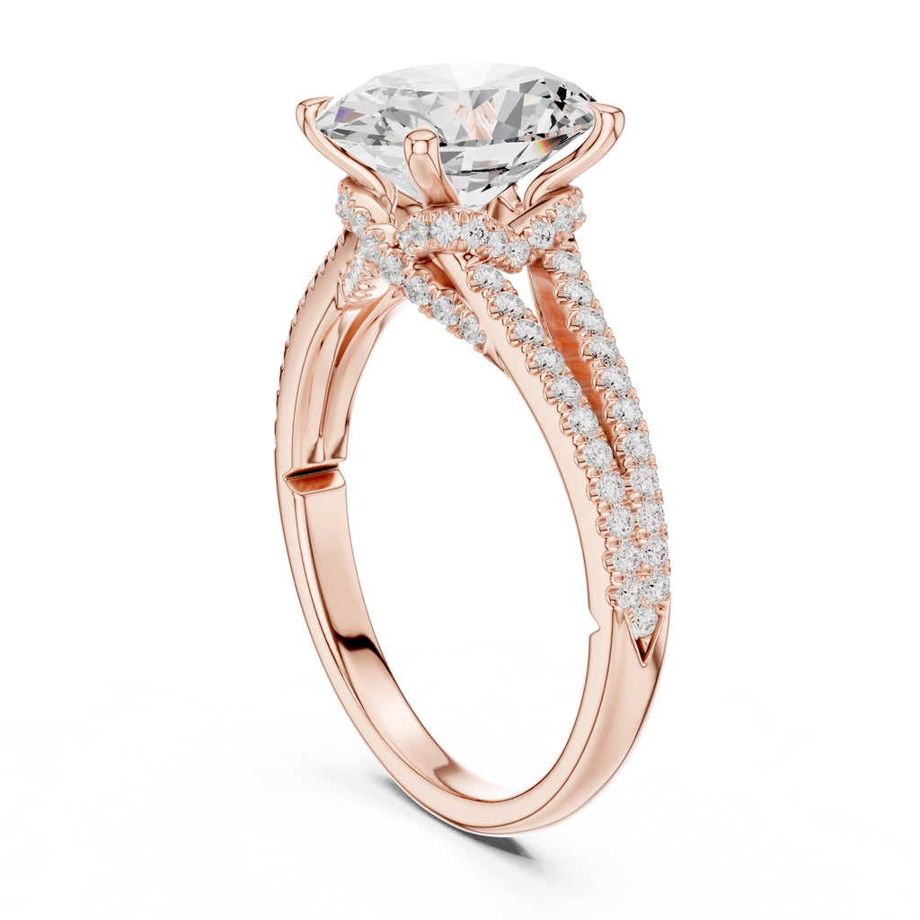 2.50 ct Stellar Split-Shank Engagement Ring 2.5ct Rose Gold Oval