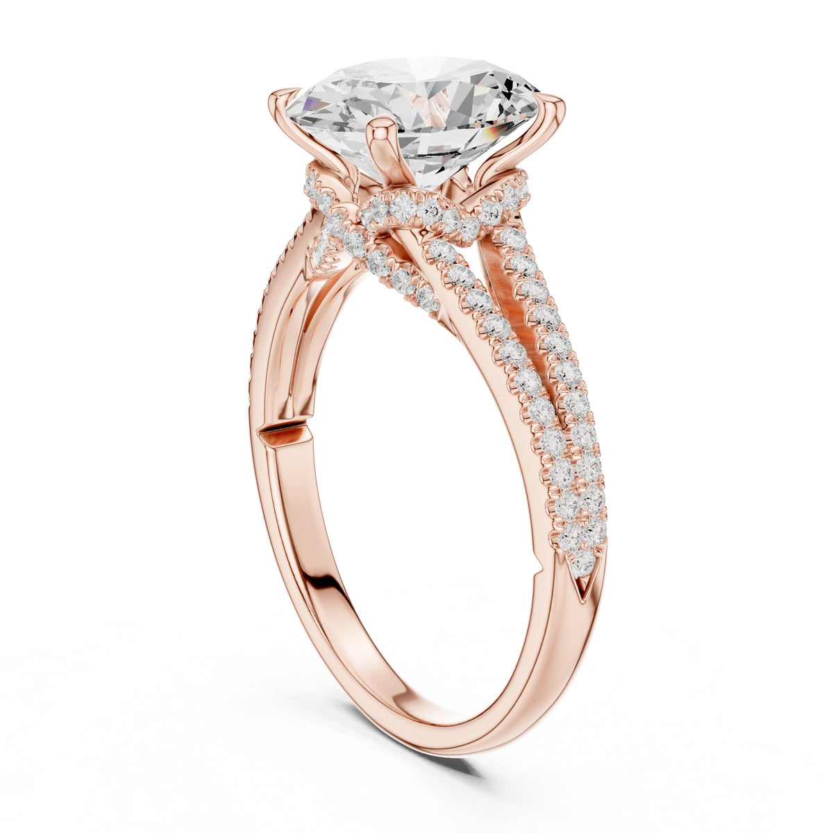 2.50 ct Stellar Split-Shank Engagement Ring 2.5ct Rose Gold Oval