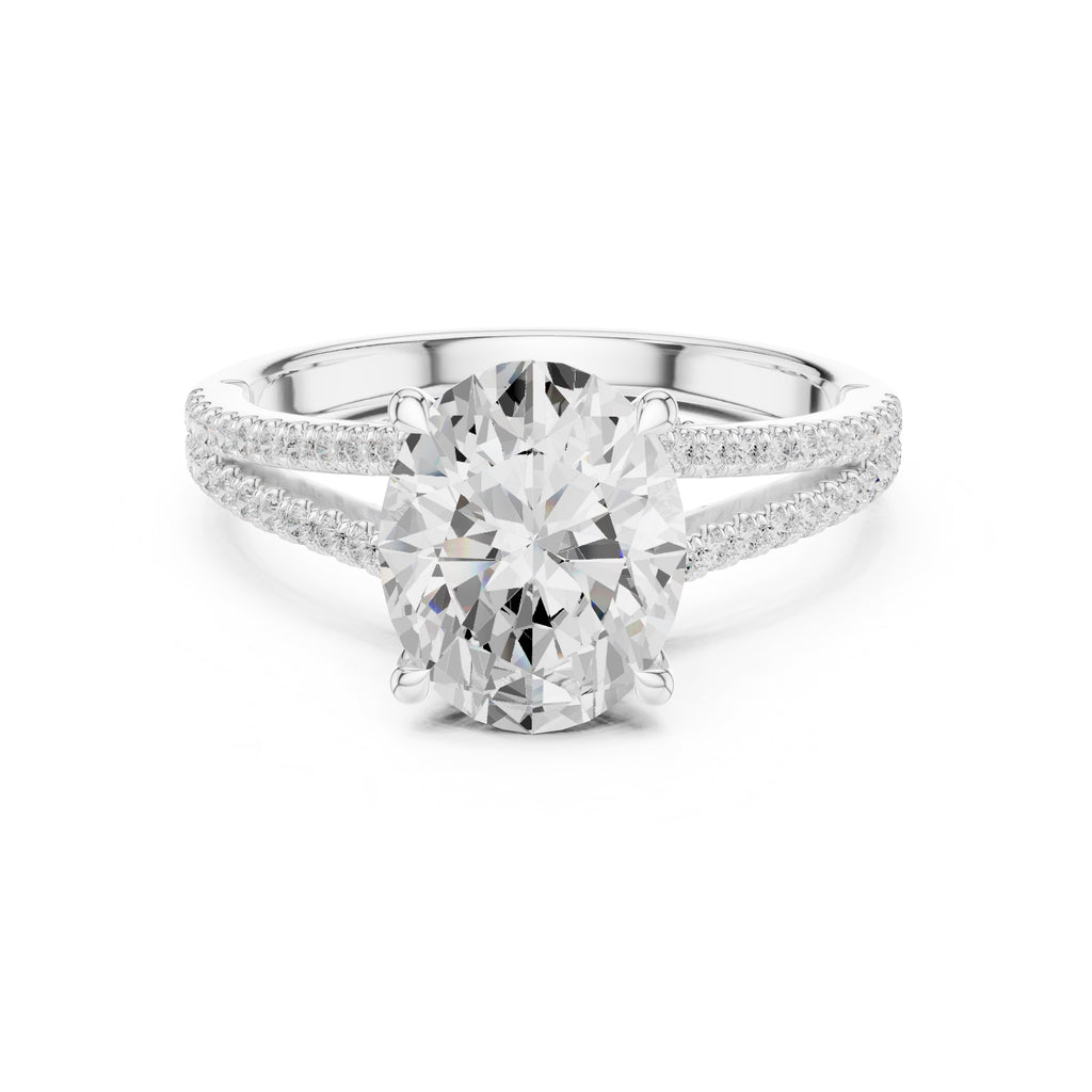 2.50 ct Stellar Split-Shank Engagement Ring 2.5ct White Gold Oval