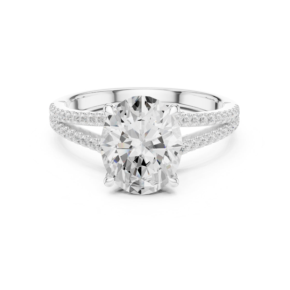 2.50 ct Stellar Split-Shank Engagement Ring 2.5ct White Gold Oval