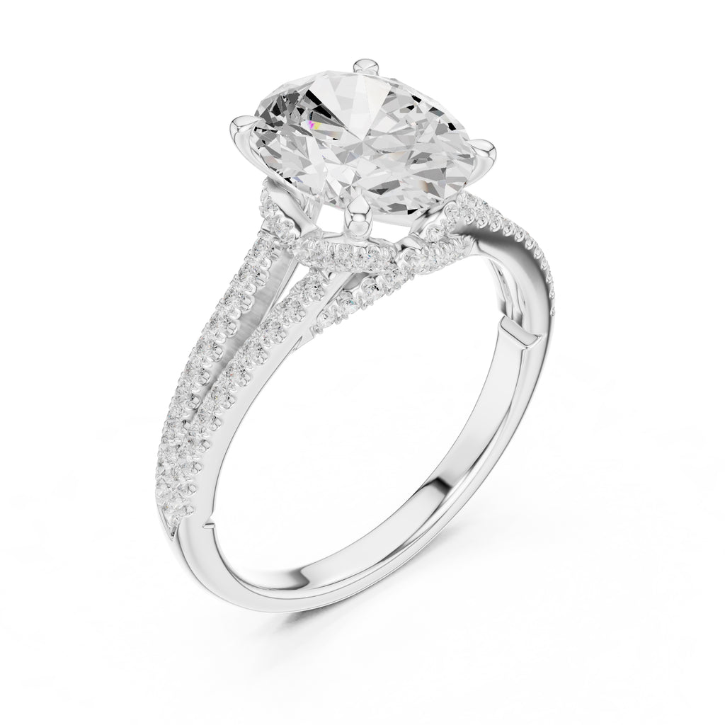 2.50 ct Stellar Split-Shank Engagement Ring 2.5ct White Gold Oval