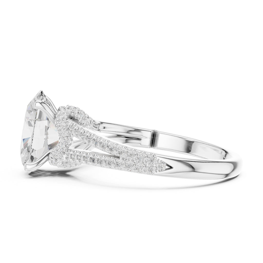 2.50 ct Stellar Split-Shank Engagement Ring 2.5ct White Gold Oval