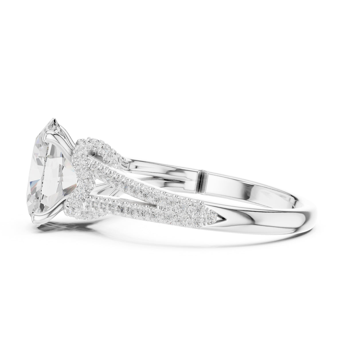 2.50 ct Stellar Split-Shank Engagement Ring 2.5ct White Gold Oval