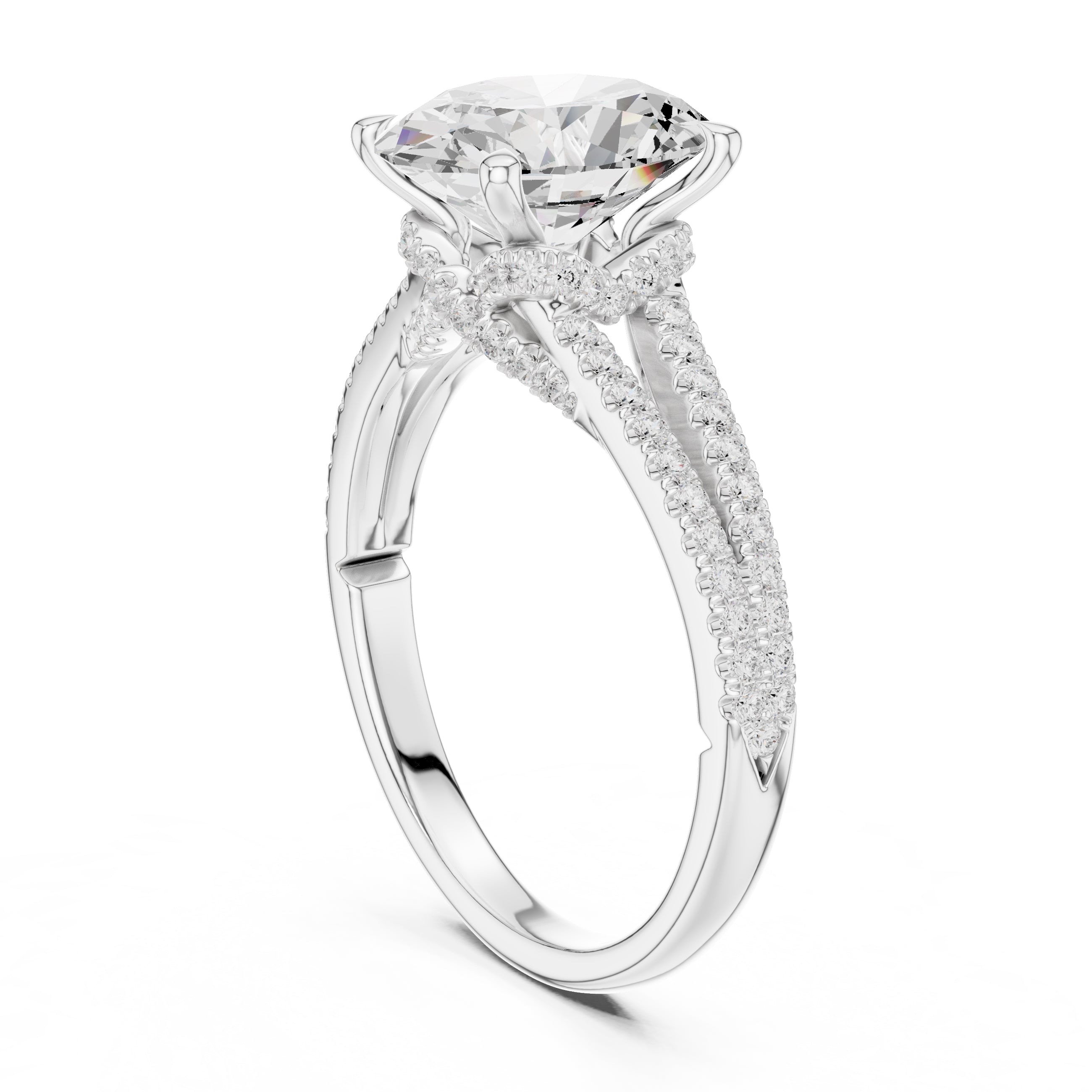 2.50 ct Stellar Split-Shank Engagement Ring 2.5ct White Gold Oval