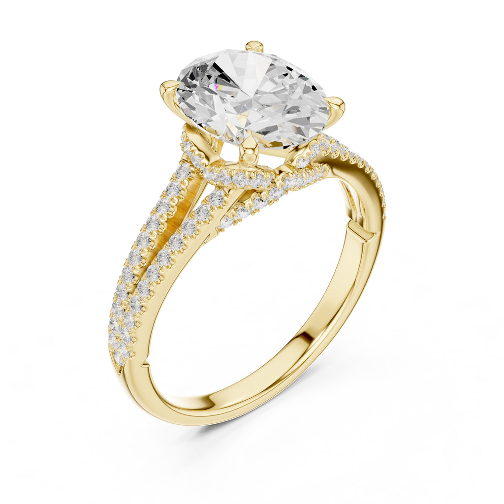 2.50 ct Stellar Split-Shank Engagement Ring 2.5ct Yellow Gold Oval