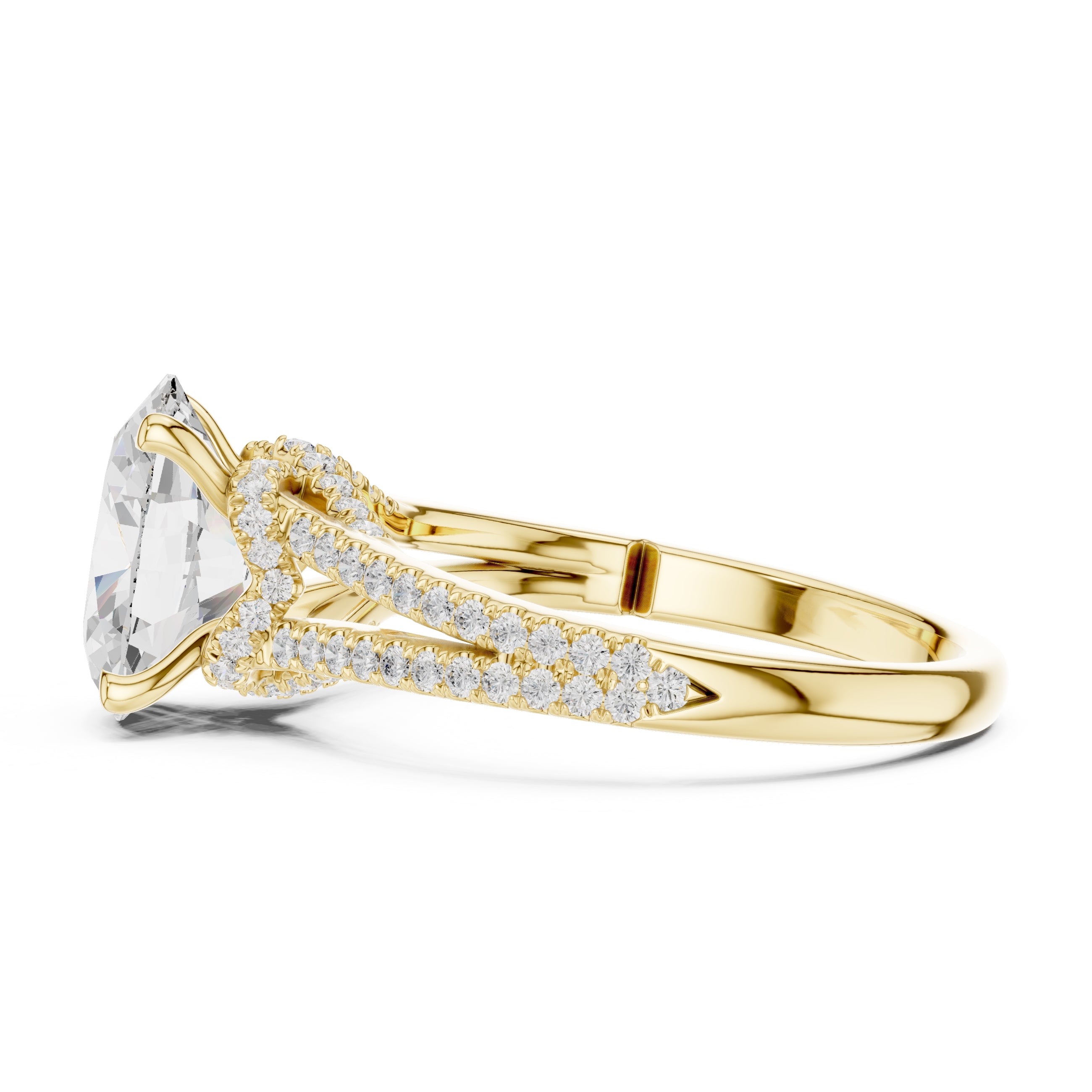 2.50 ct Stellar Split-Shank Engagement Ring 2.5ct Yellow Gold Oval