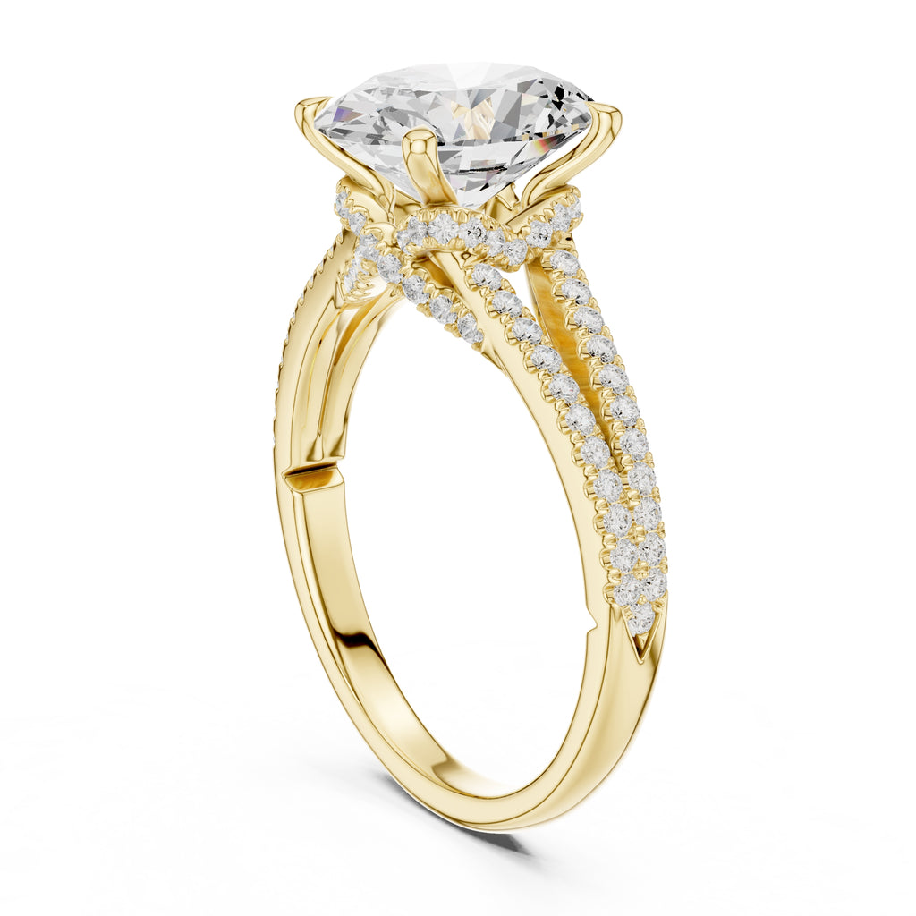 2.50 ct Stellar Split-Shank Engagement Ring 2.5ct Yellow Gold Oval