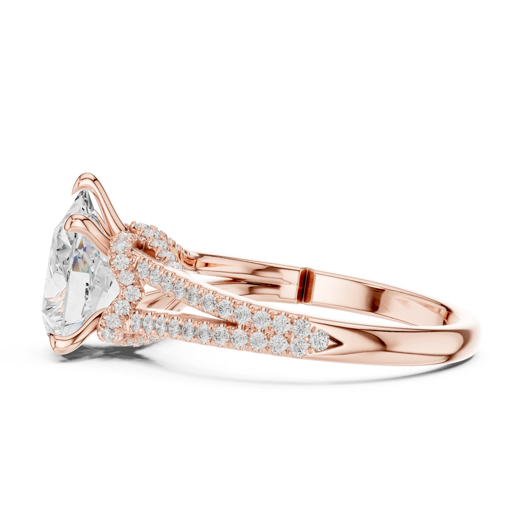 2.50 ct Stellar Split-Shank Engagement Ring 2.5ct Rose Gold Pear