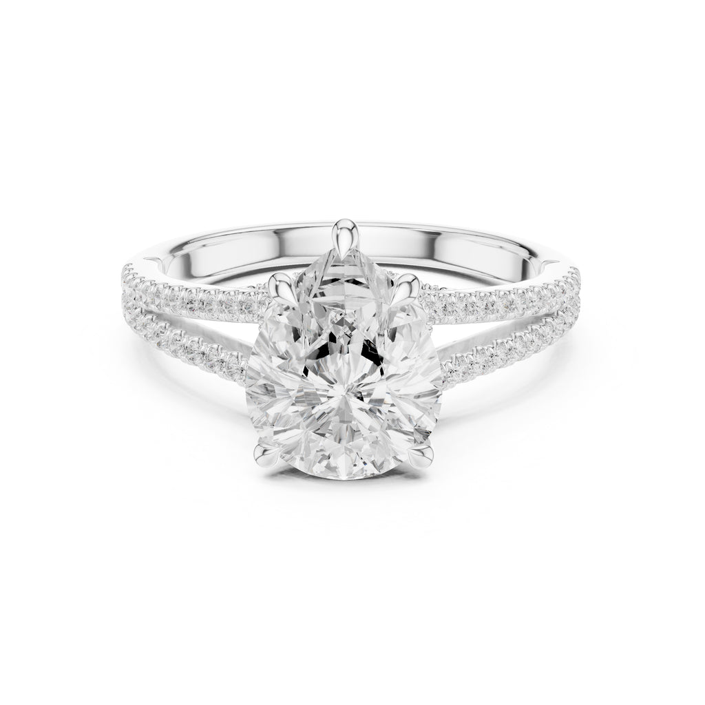 2.50 ct Stellar Split-Shank Engagement Ring 2.5ct White Gold Pear