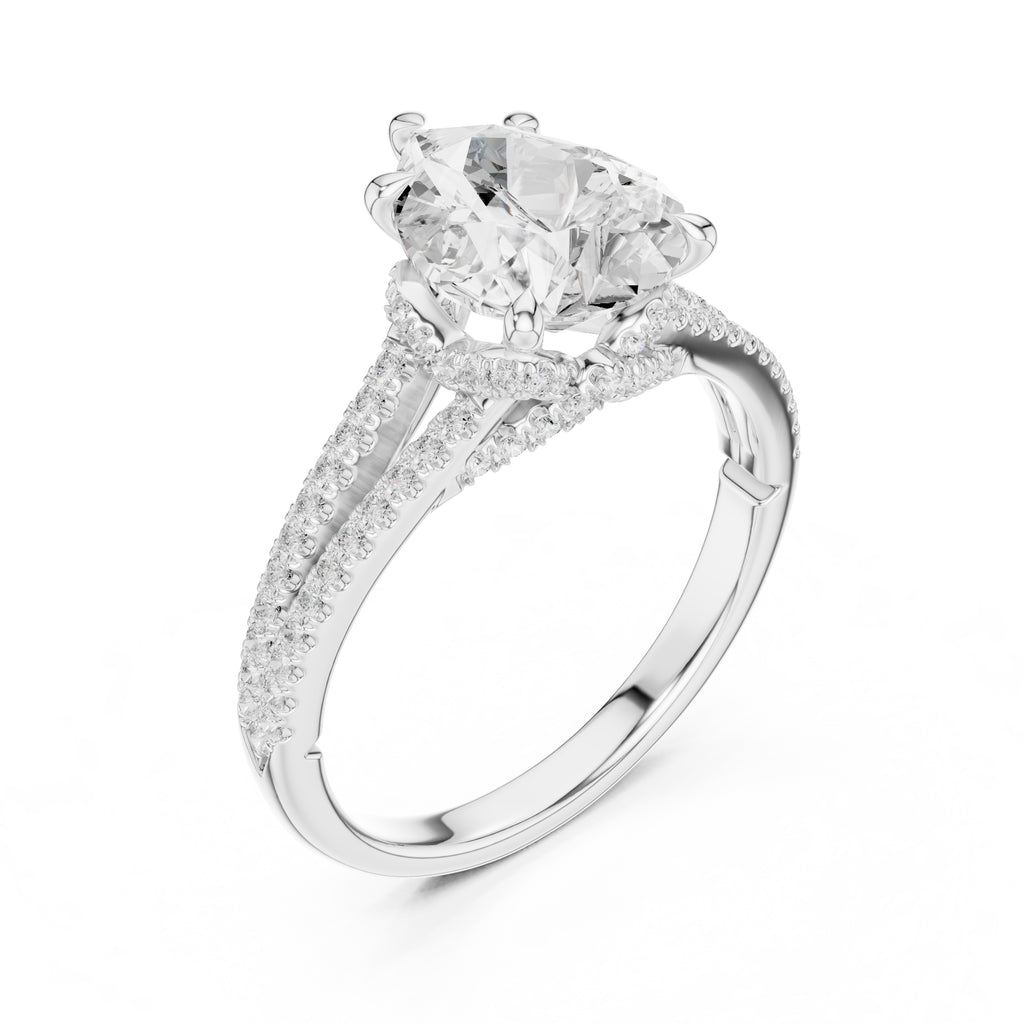 2.50 ct Stellar Split-Shank Engagement Ring 2.5ct White Gold Pear
