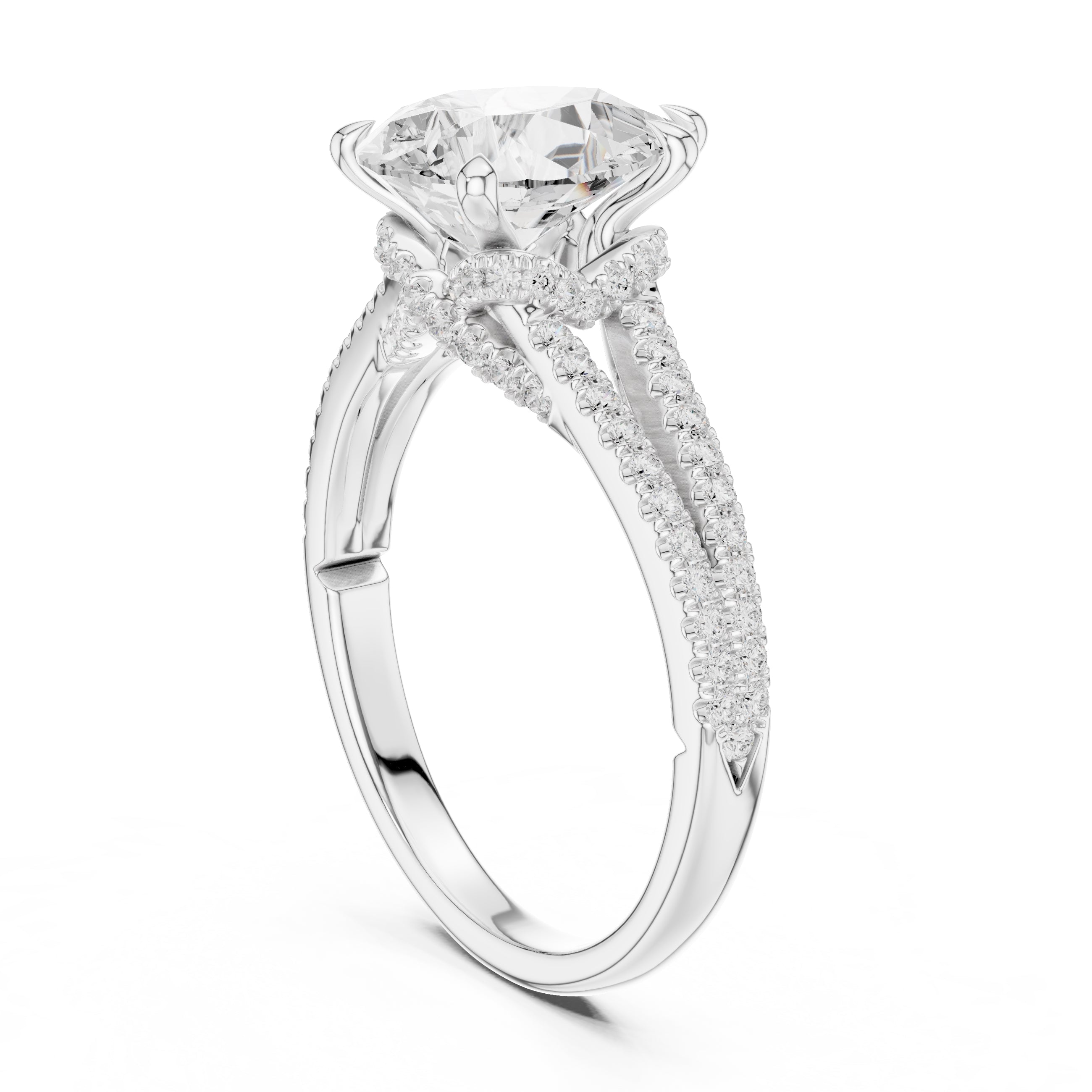 2.50 ct Stellar Split-Shank Engagement Ring 2.5ct White Gold Pear