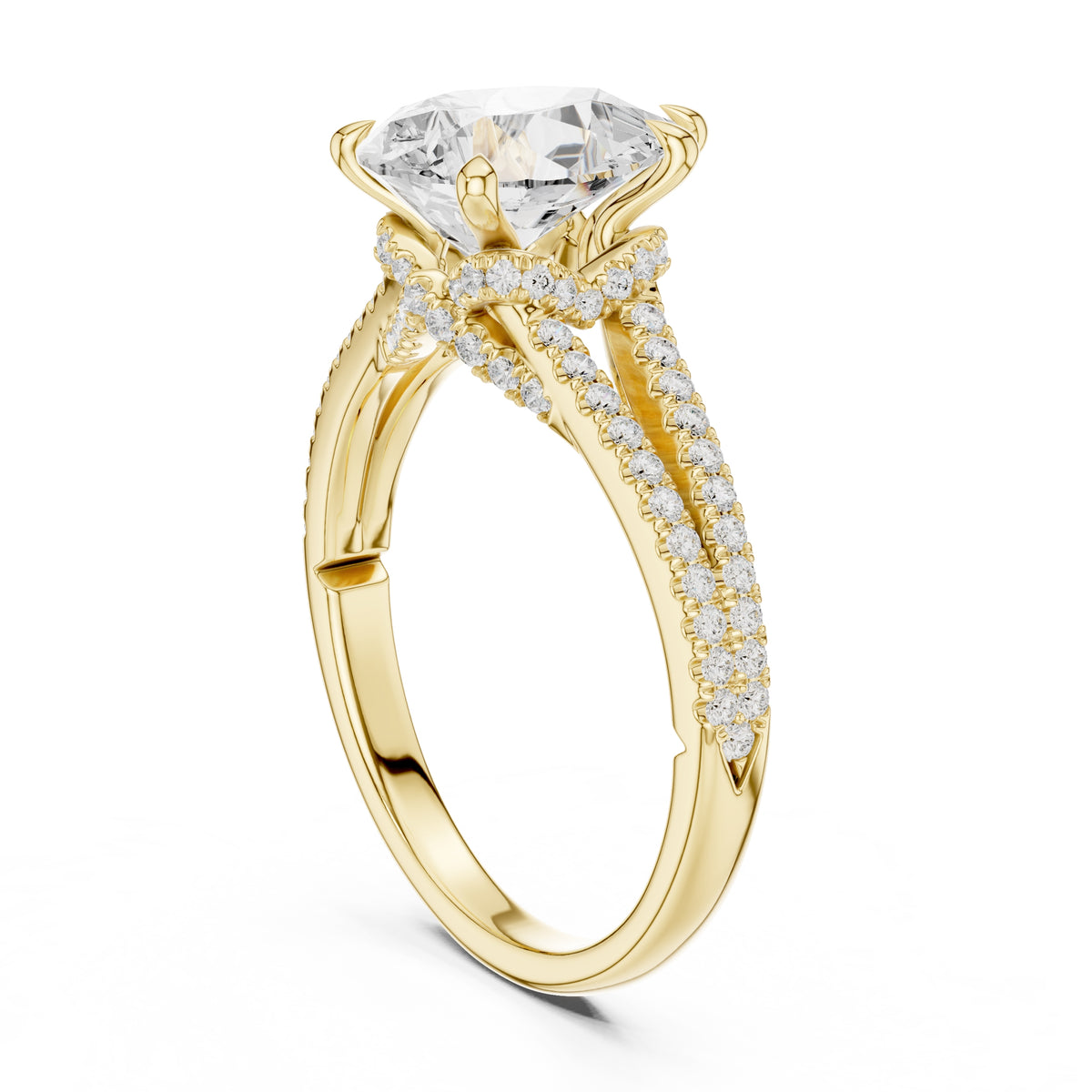 2.50 ct Stellar Split-Shank Engagement Ring 2.5ct Yellow Gold Pear