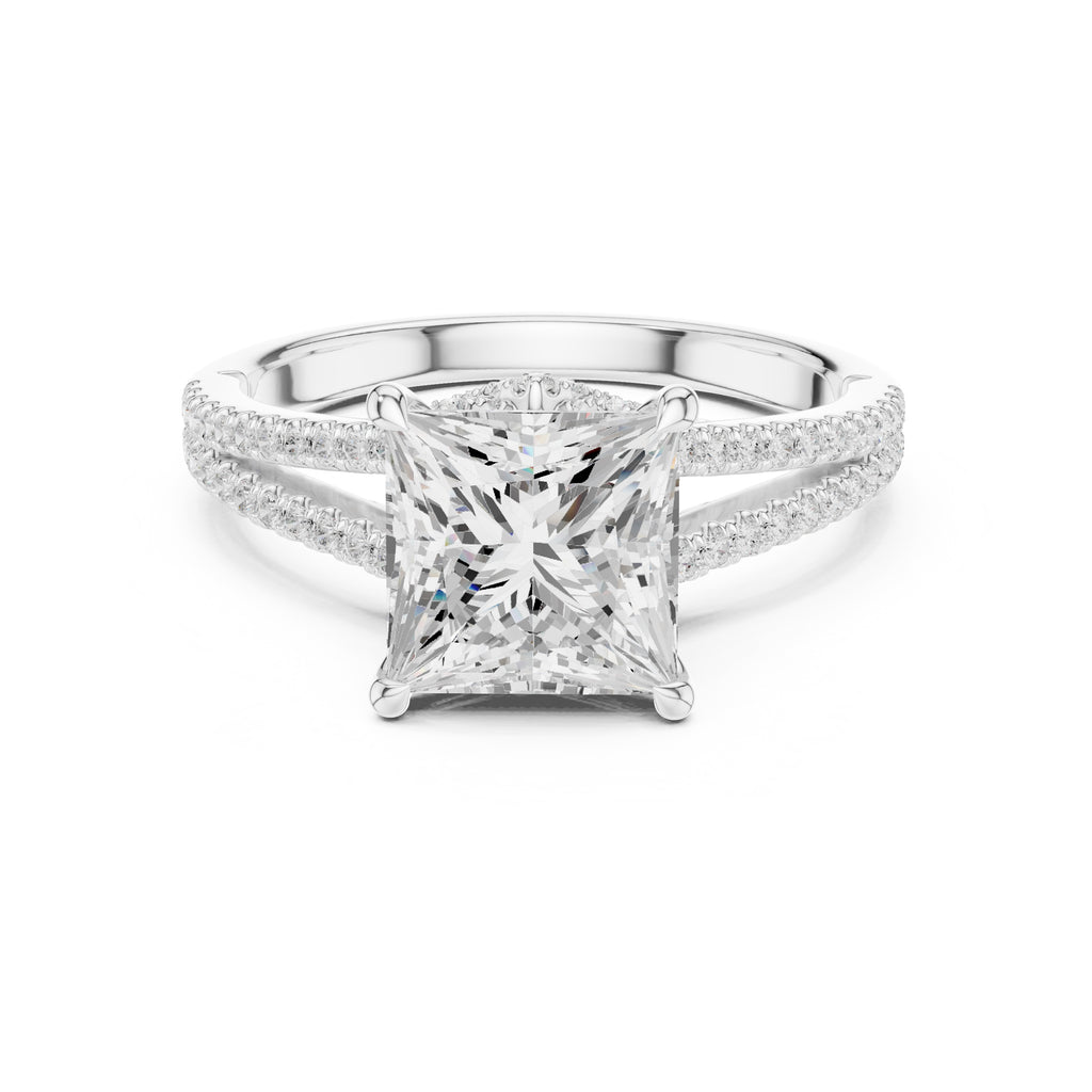 2.50 ct Stellar Split-Shank Engagement Ring 2.5ct White Gold Princess