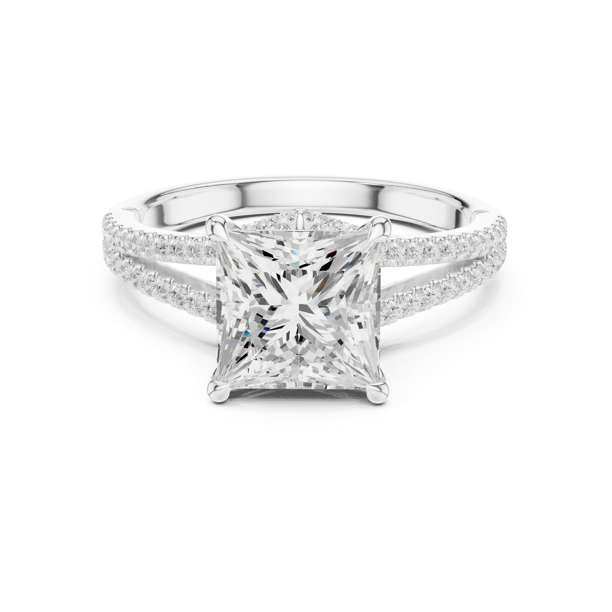 2.50 ct Stellar Split-Shank Engagement Ring 2.5ct White Gold Princess