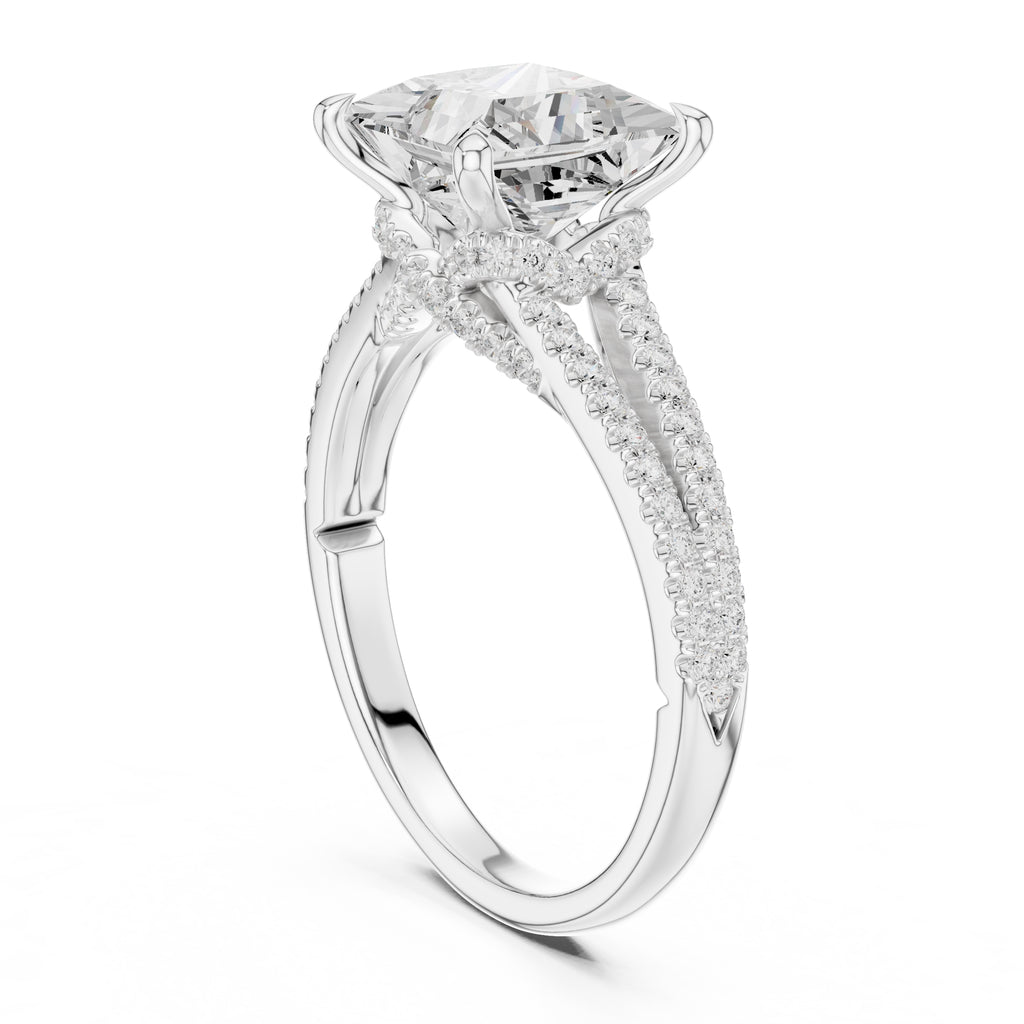 2.50 ct Stellar Split-Shank Engagement Ring 2.5ct White Gold Princess